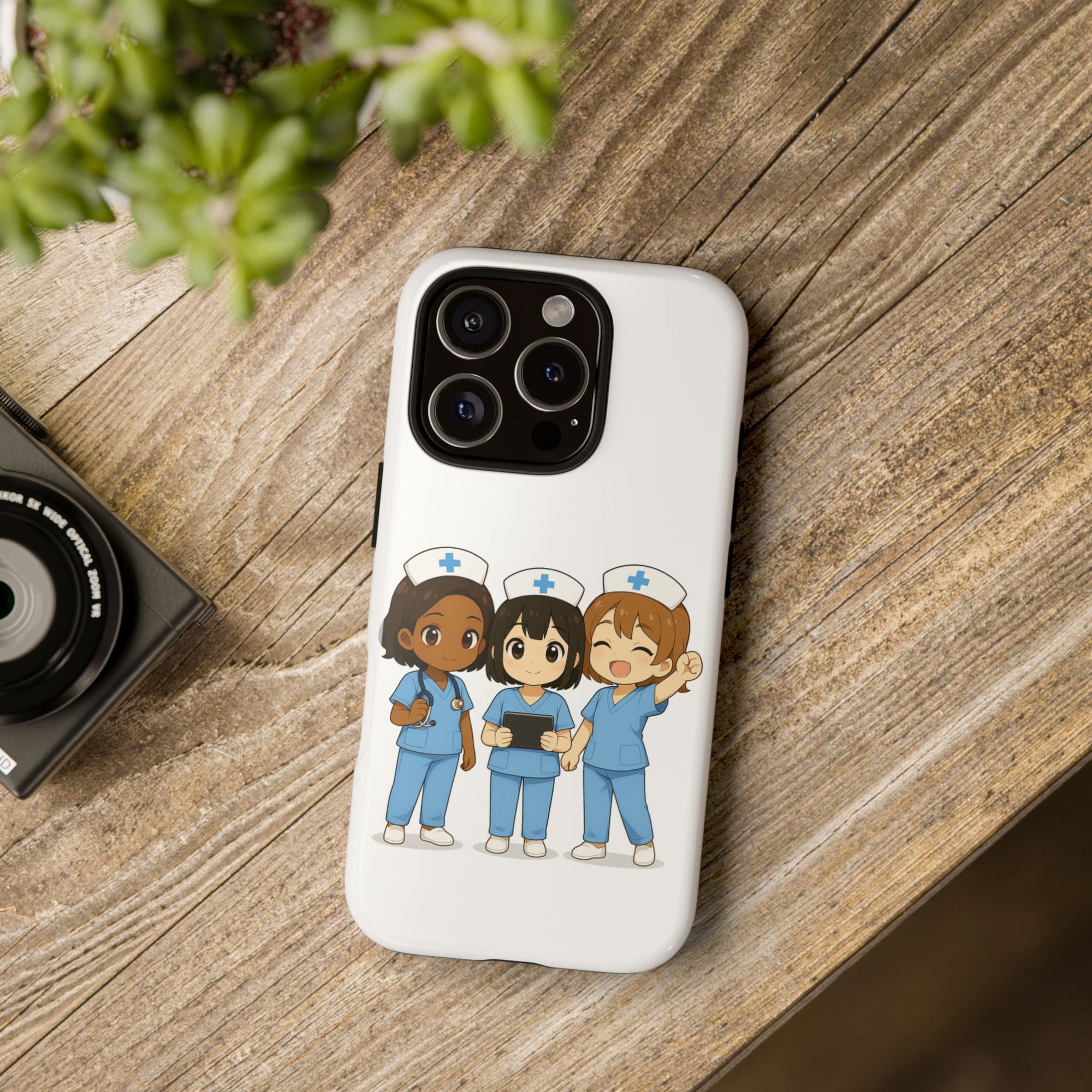 Cute Anime Nurse Phone Case – White, Medical-Inspired Design