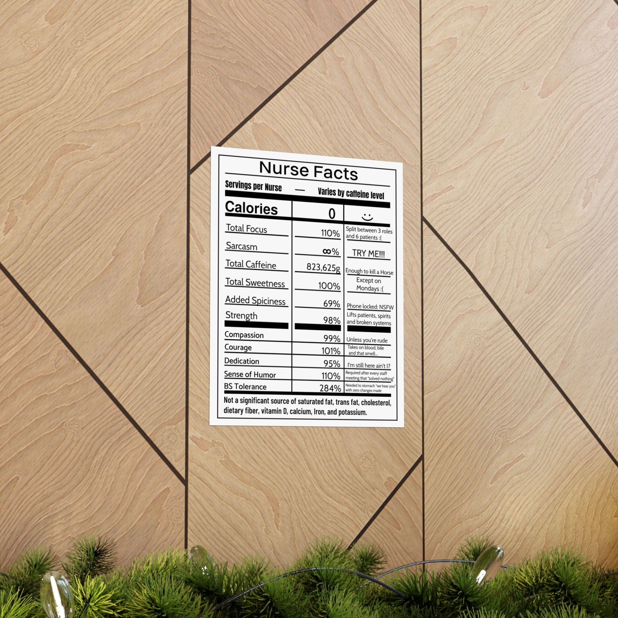 Nurse Facts Poster – Funny Nutrition Label Wall Art for Nurses