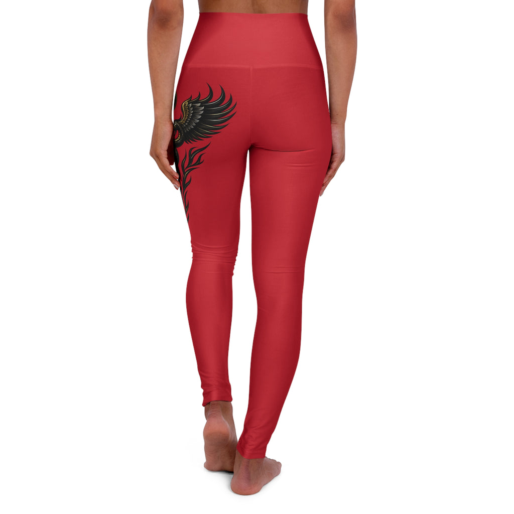 Nurse Caduceus High Waist Yoga Leggings – Red, Black & Gold