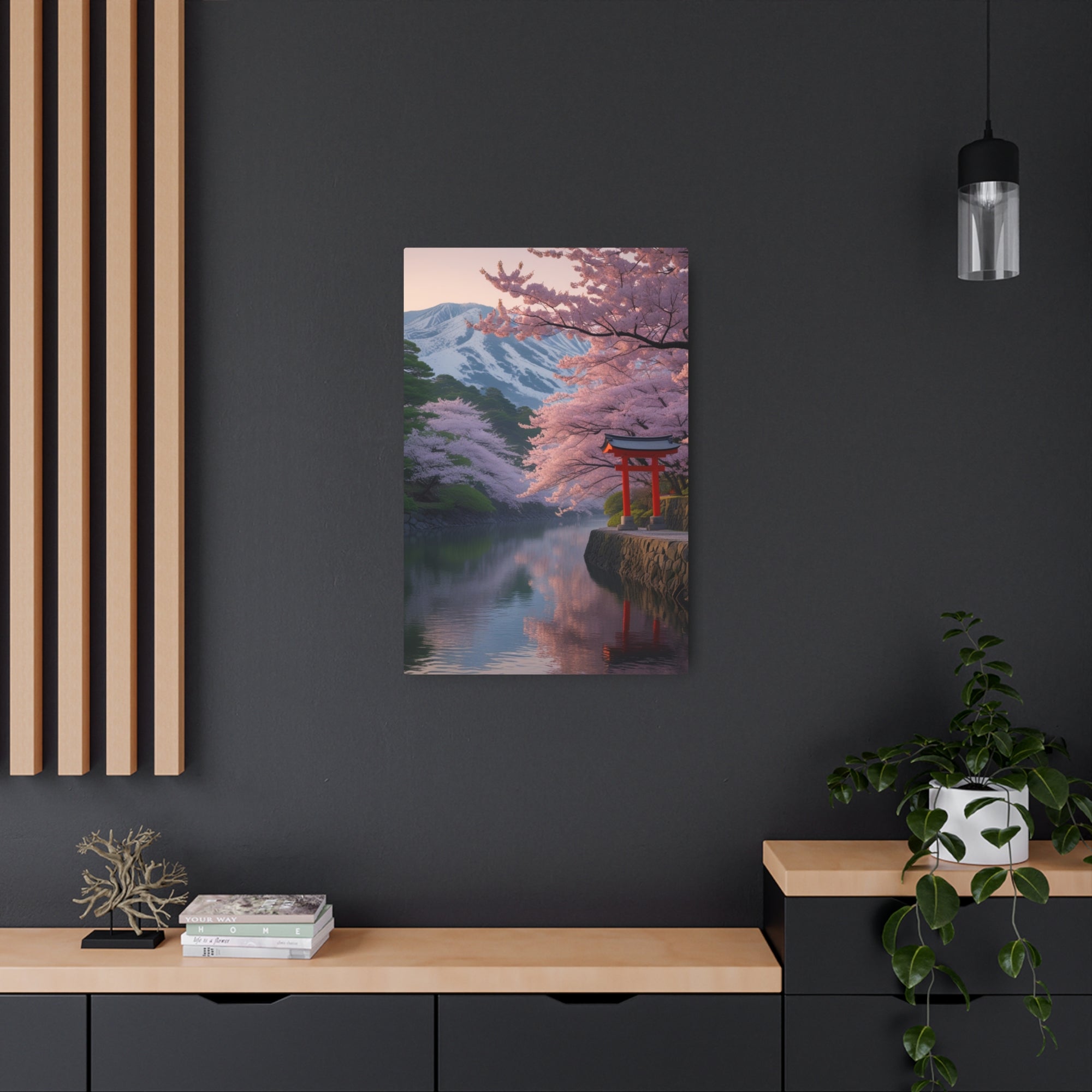 Cherry Blossom Torii Metal Wall Art – Japanese Nature Decor