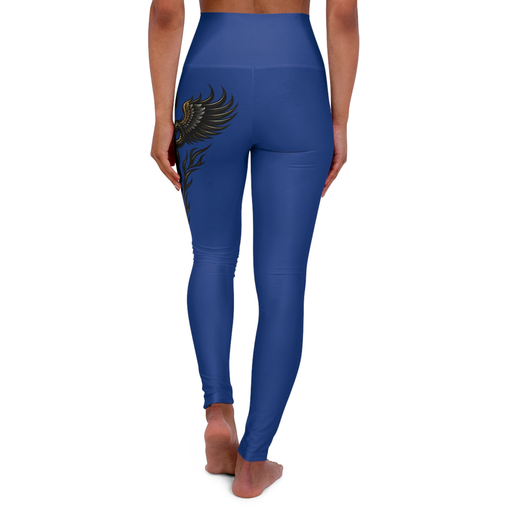 Nurse Caduceus High Waist Yoga Leggings – Blue, Black & Gold