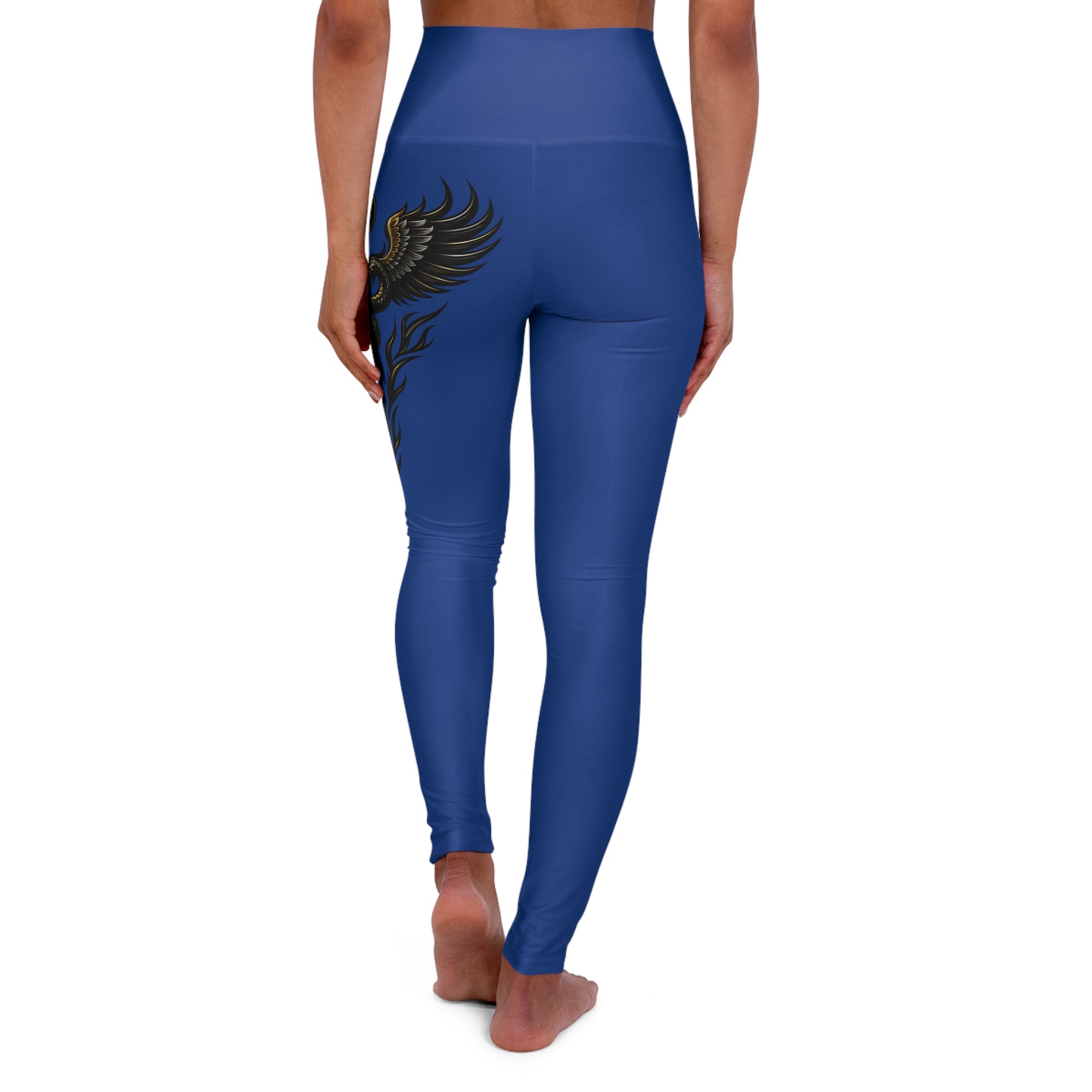 Nurse Caduceus High Waist Yoga Leggings – Blue, Black & Gold
