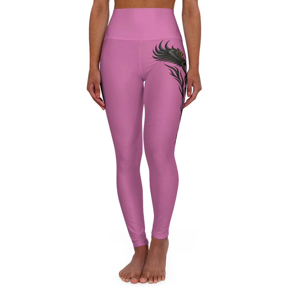 Nurse Caduceus High Waist Yoga Leggings – Light Pink, Black & Gold