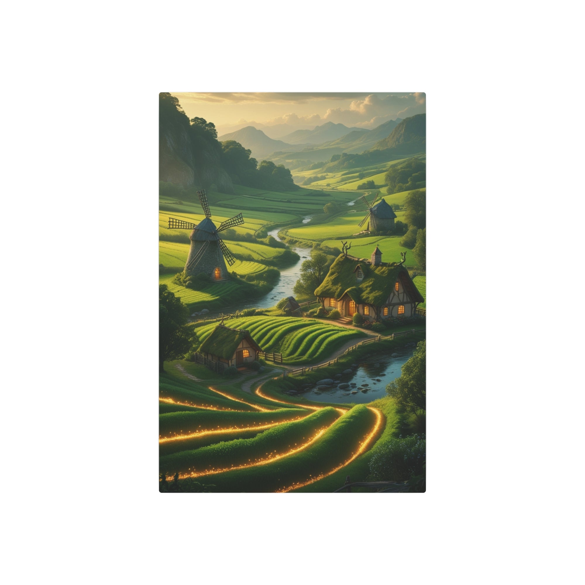 Fantasy Cottage Metal Wall Art – Enchanted Nature Landscape