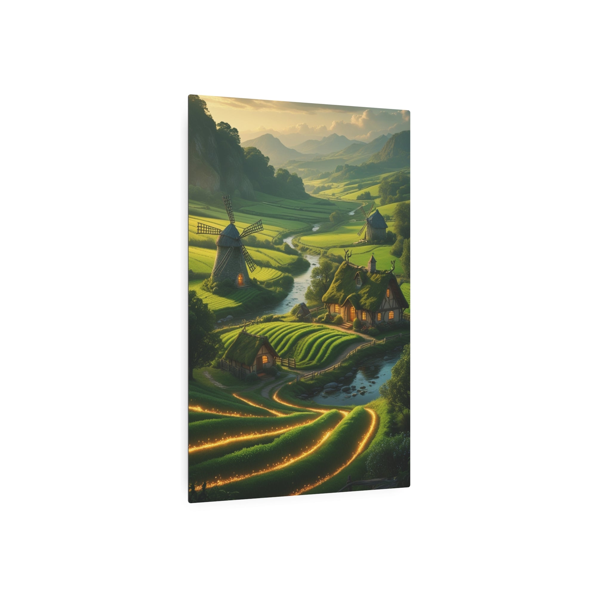 Fantasy Cottage Metal Wall Art – Enchanted Nature Landscape