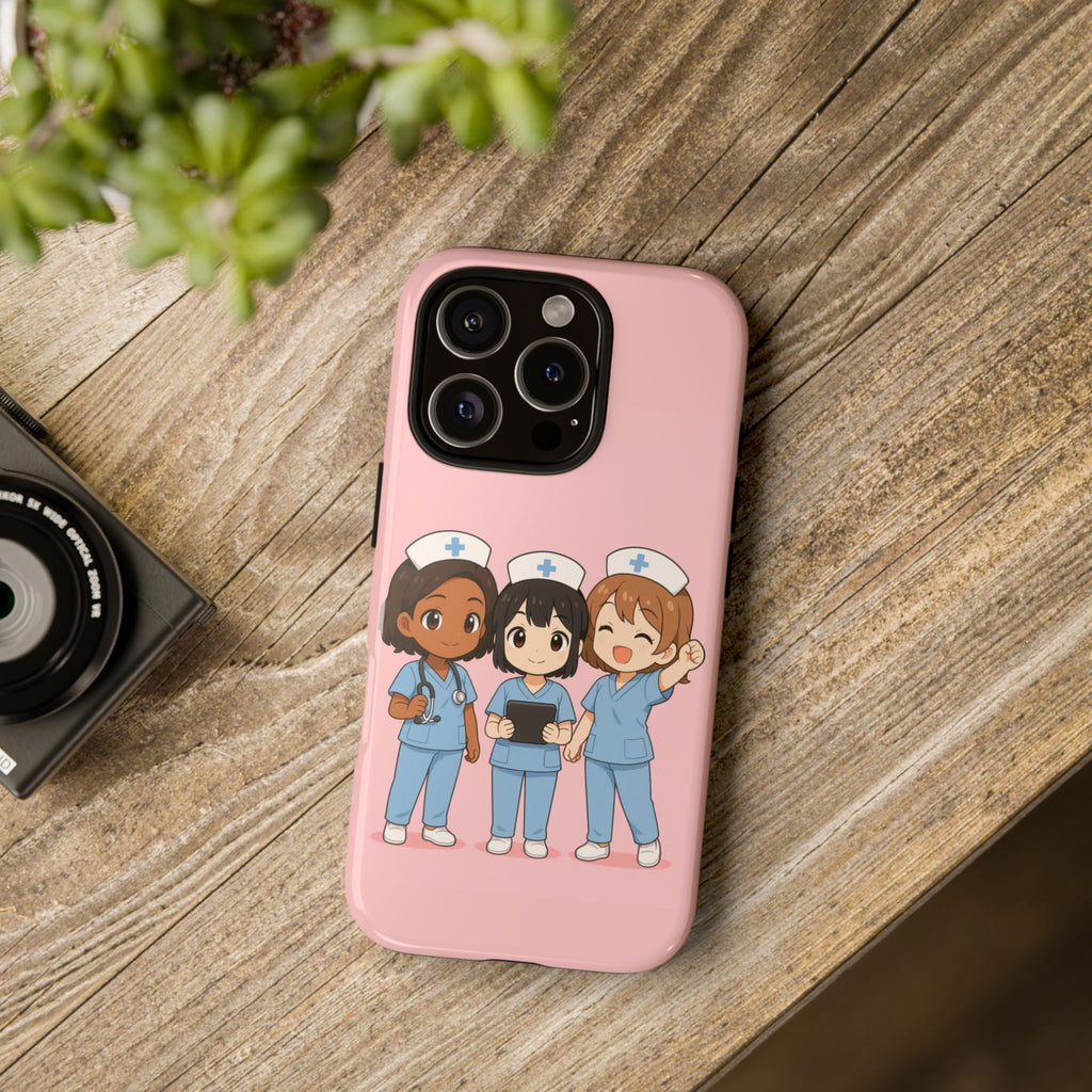 Cute Anime Nurse Phone Case – Pink, Medical-Inspired Design
