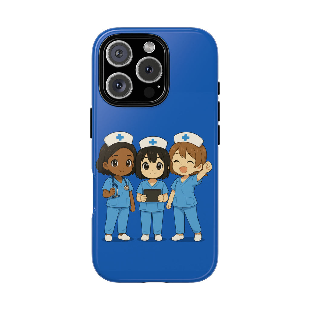 Cute Anime Nurse Phone Case – Blue, Medical-Inspired Design