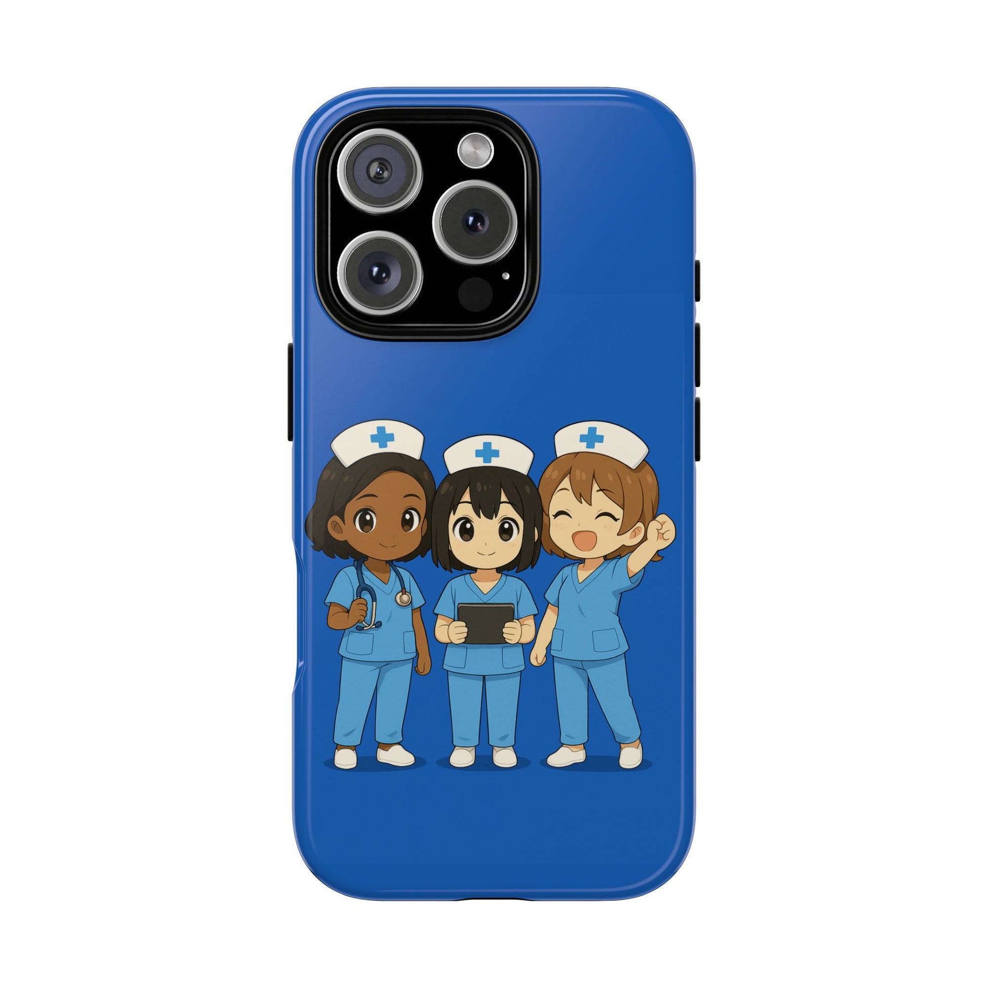 Cute Anime Nurse Phone Case – Blue, Medical-Inspired Design