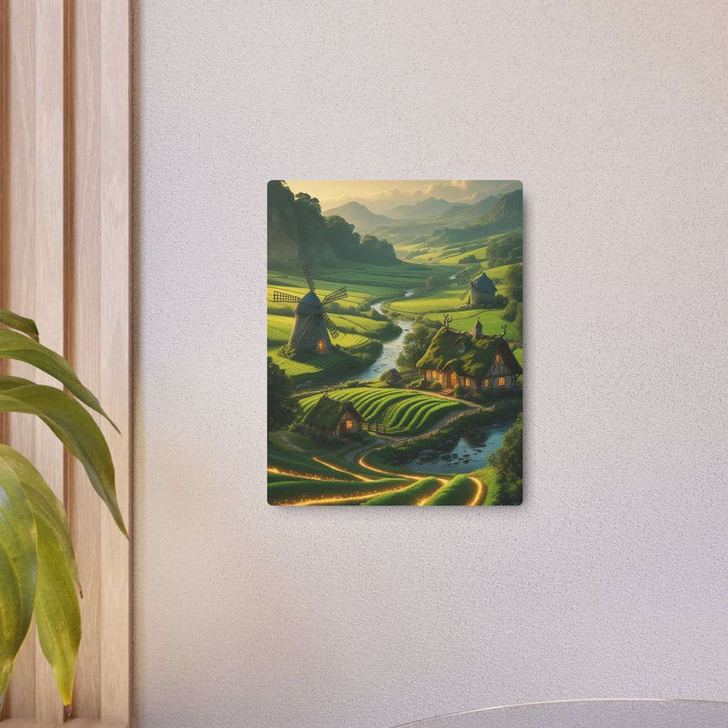 Fantasy Cottage Metal Wall Art – Enchanted Nature Landscape