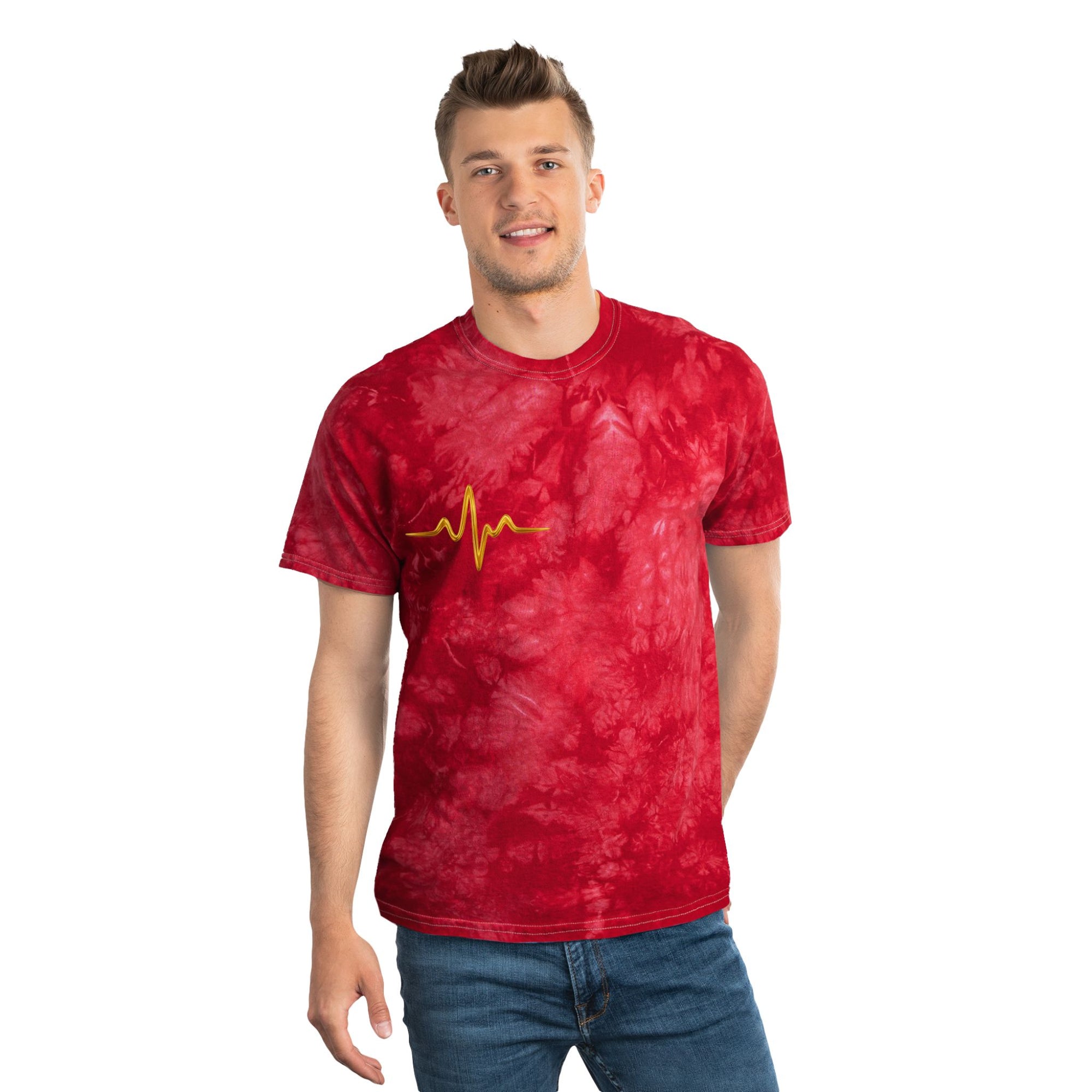 Crystal Tie-Dye Nurse Tee – Heartbeat Symbol Shirt for Healthcare Workers