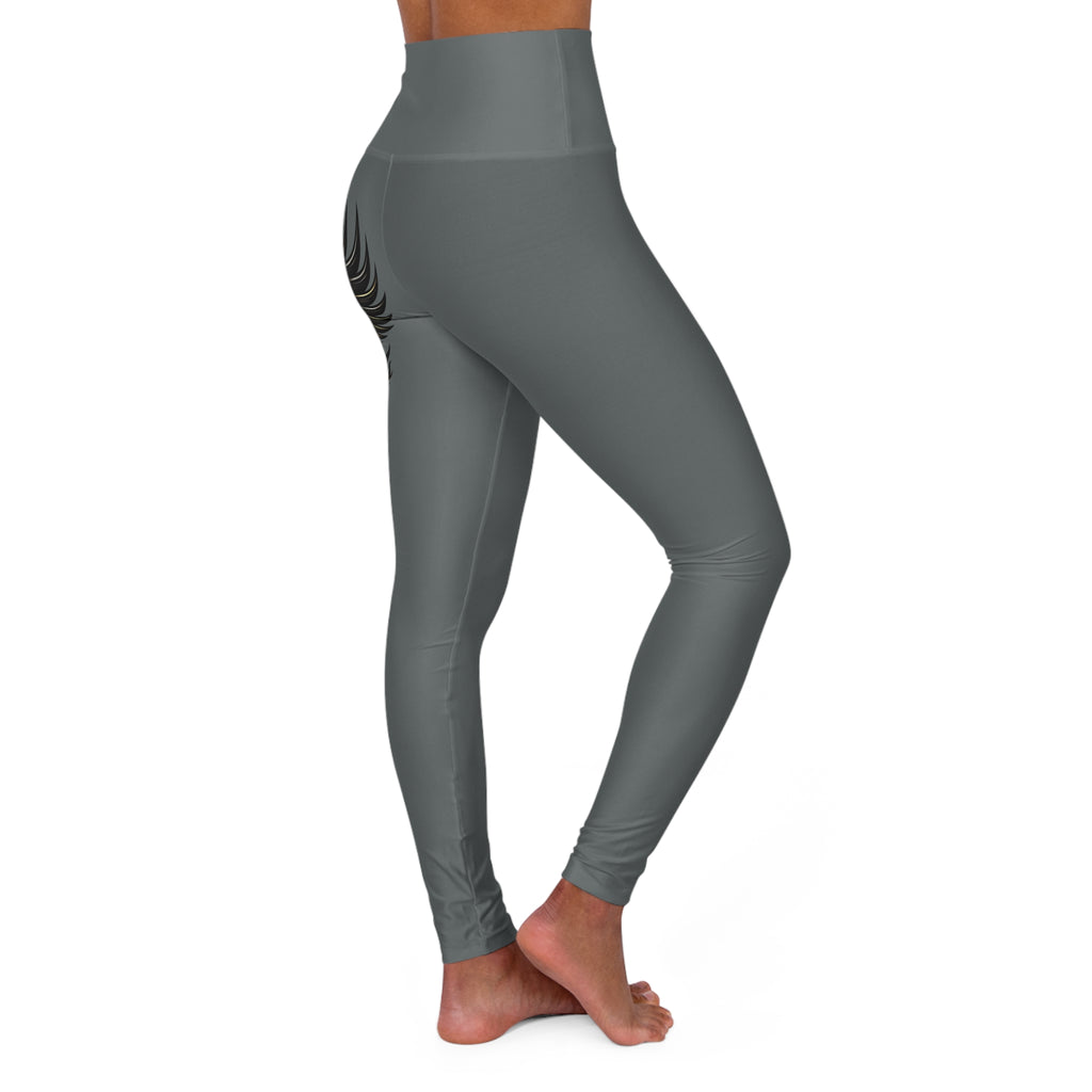 Nurse Caduceus High Waist Yoga Leggings – Grey, Black & Gold