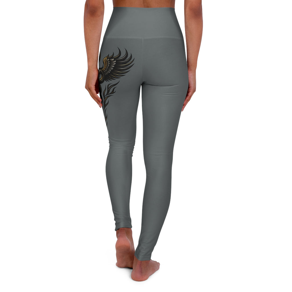 Nurse Caduceus High Waist Yoga Leggings – Grey, Black & Gold