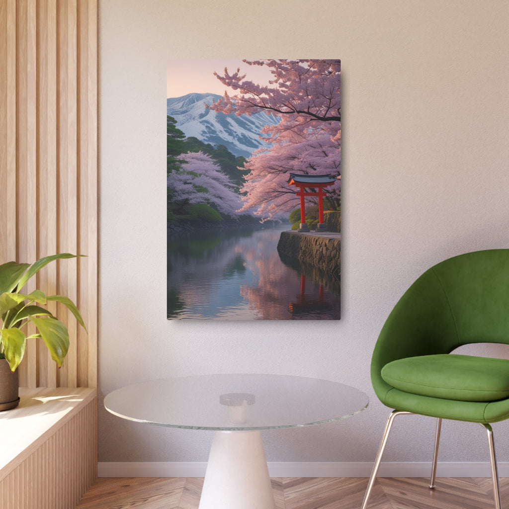 Cherry Blossom Torii Metal Wall Art – Japanese Nature Decor