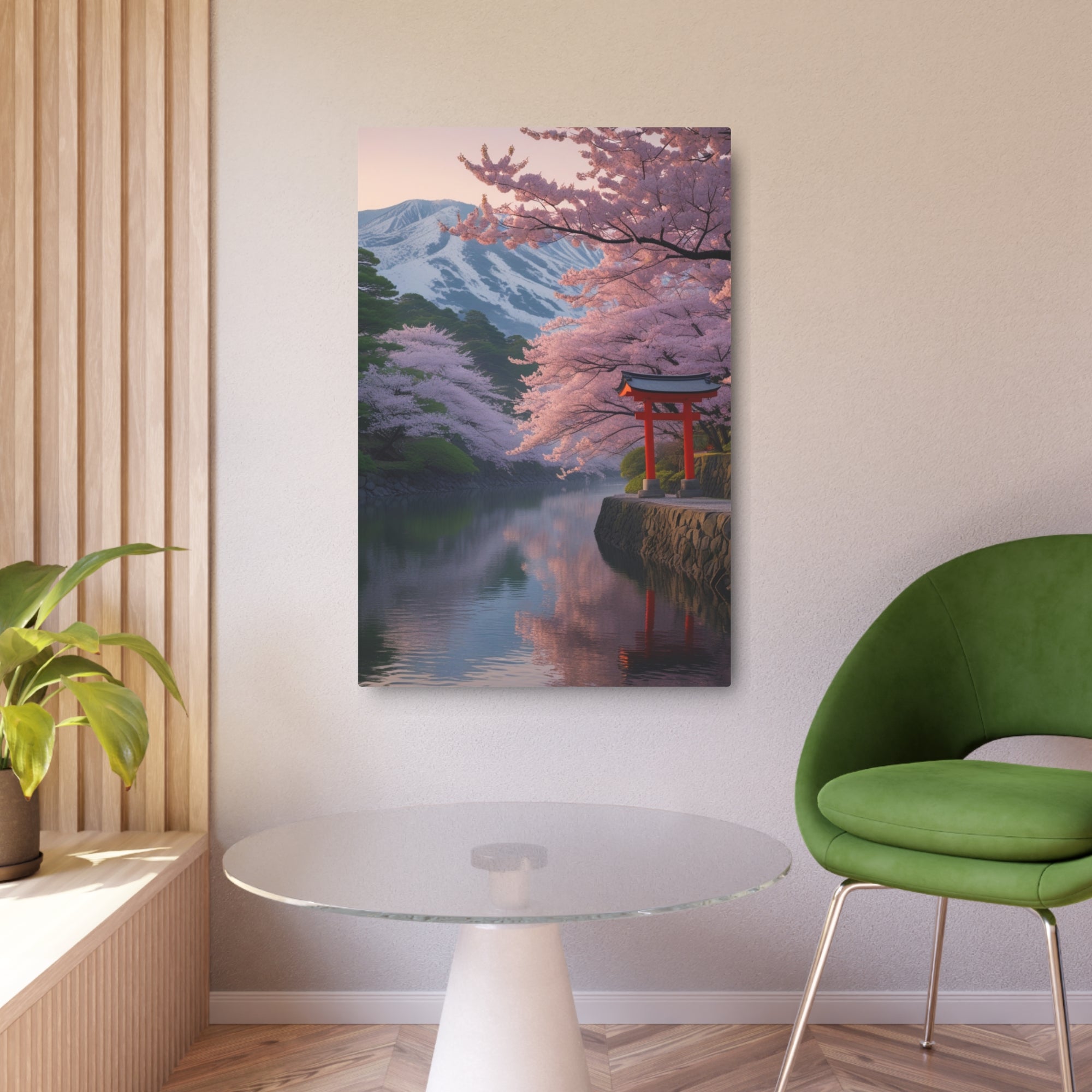 Cherry Blossom Torii Metal Wall Art – Japanese Nature Decor