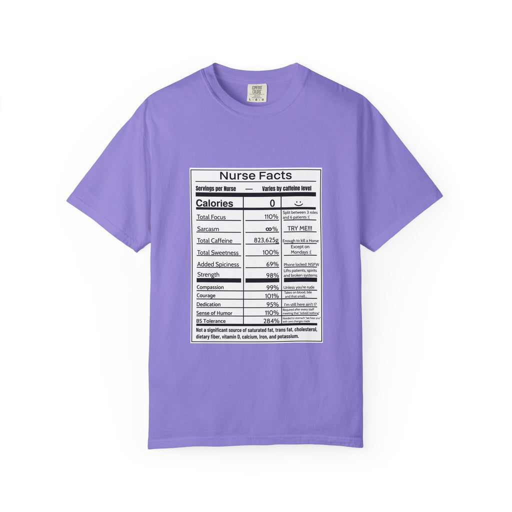 Nurse Facts T-Shirt – Funny Nutrition Label Satire for Nurses