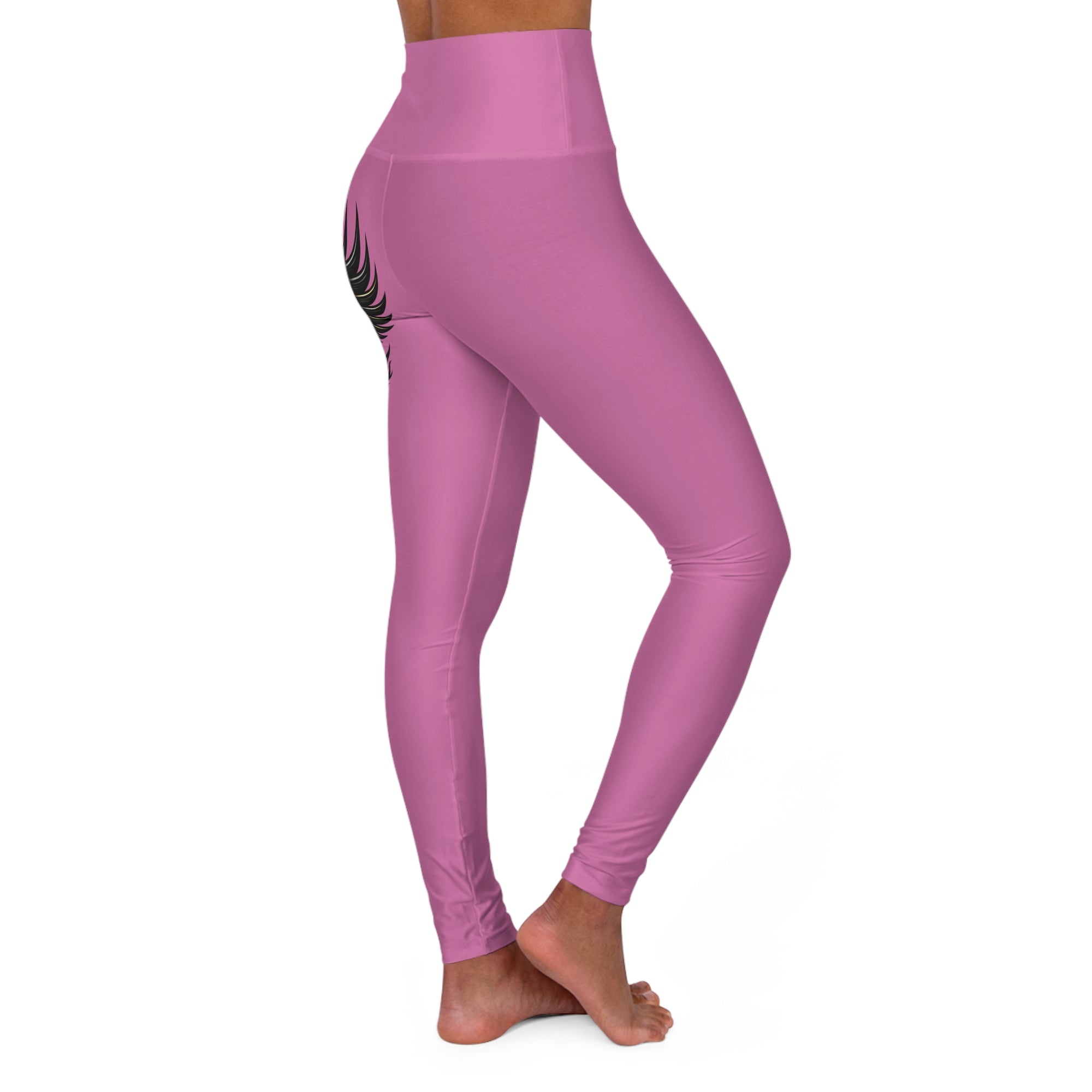 Nurse Caduceus High Waist Yoga Leggings – Light Pink, Black & Gold
