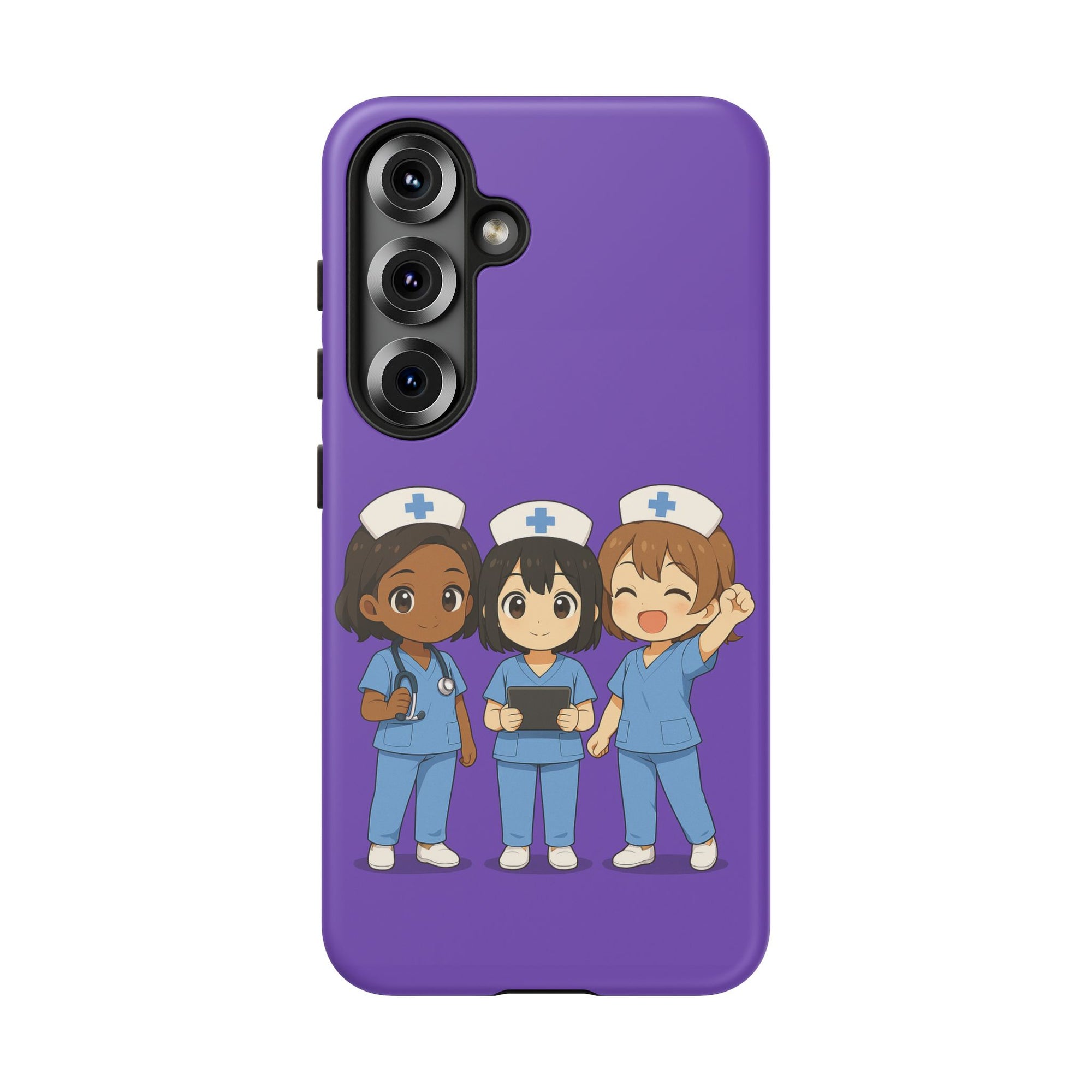 Cute Anime Nurse Phone Case – Purple, Medical-Inspired Design