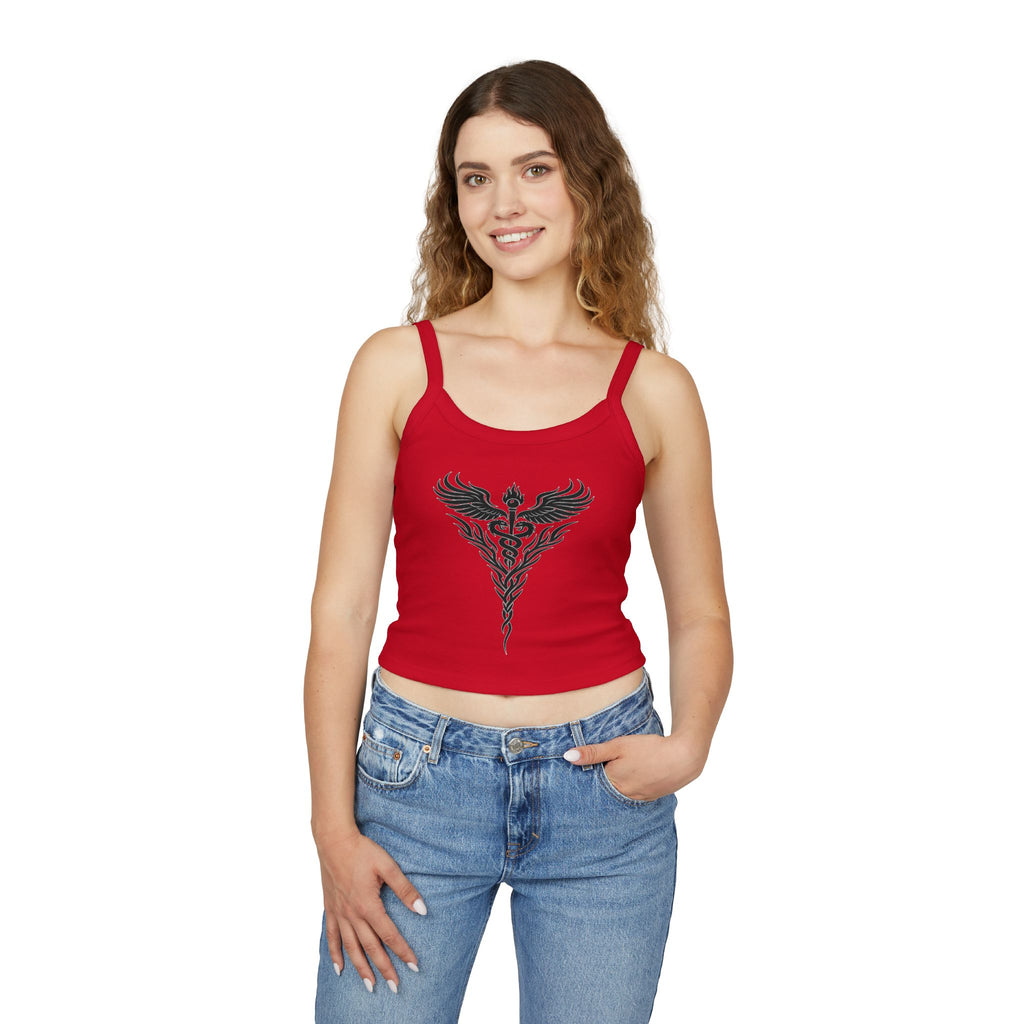 Tribal Caduceus Spaghetti Strap Tank Top - Tribal Caduceus design for nurses