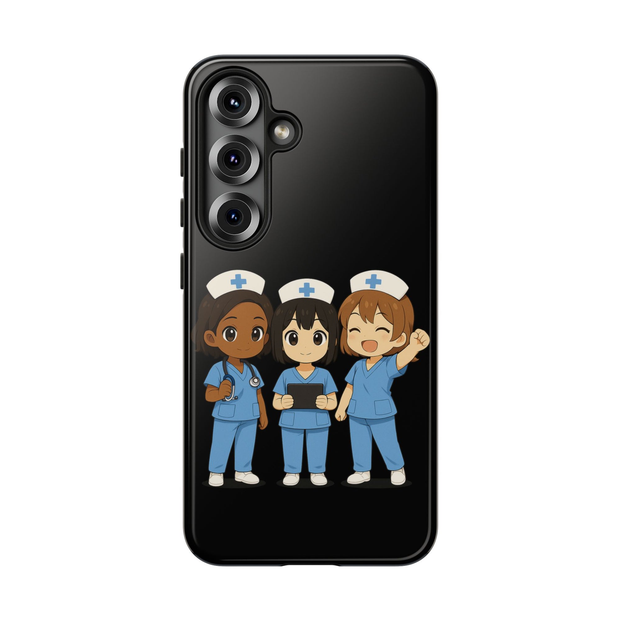 Cute Anime Nurse Phone Case – Black, Medical-Inspired Design