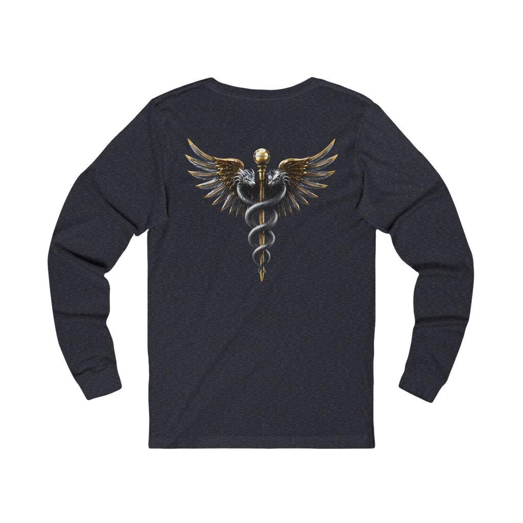 Caduceus & Heartbeat Long Sleeve Shirt for Medical Professionals