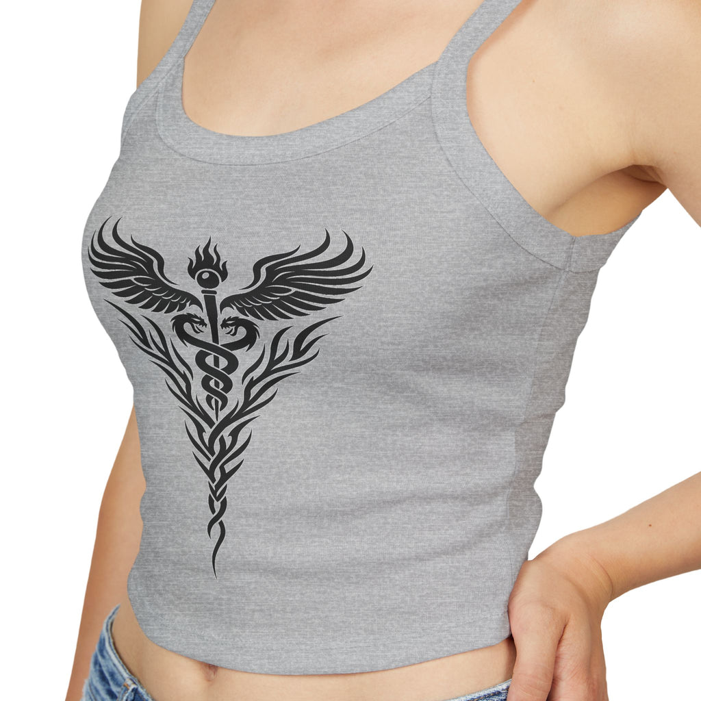 Tribal Caduceus Spaghetti Strap Tank Top - Tribal Caduceus design for nurses