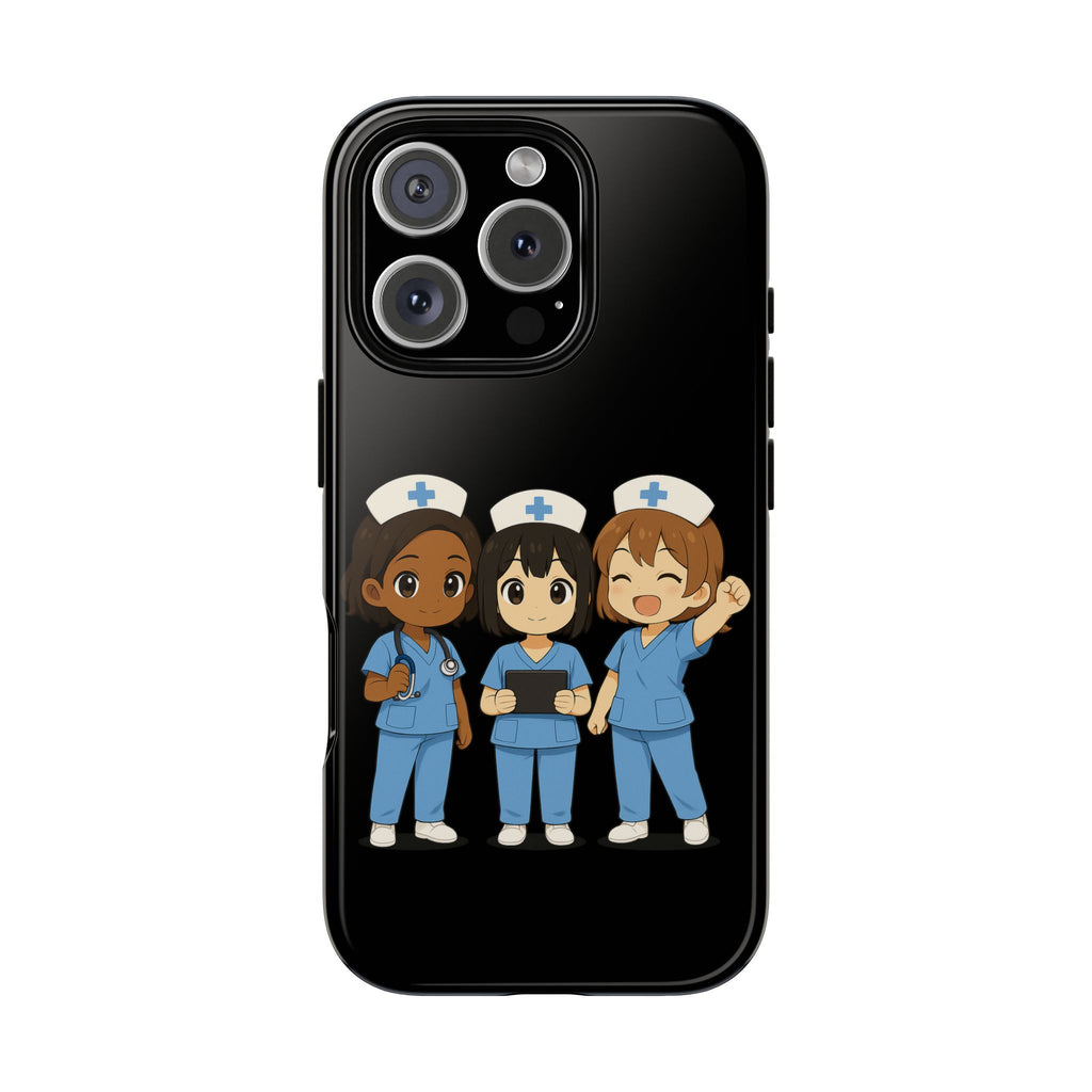 Cute Anime Nurse Phone Case – Black, Medical-Inspired Design