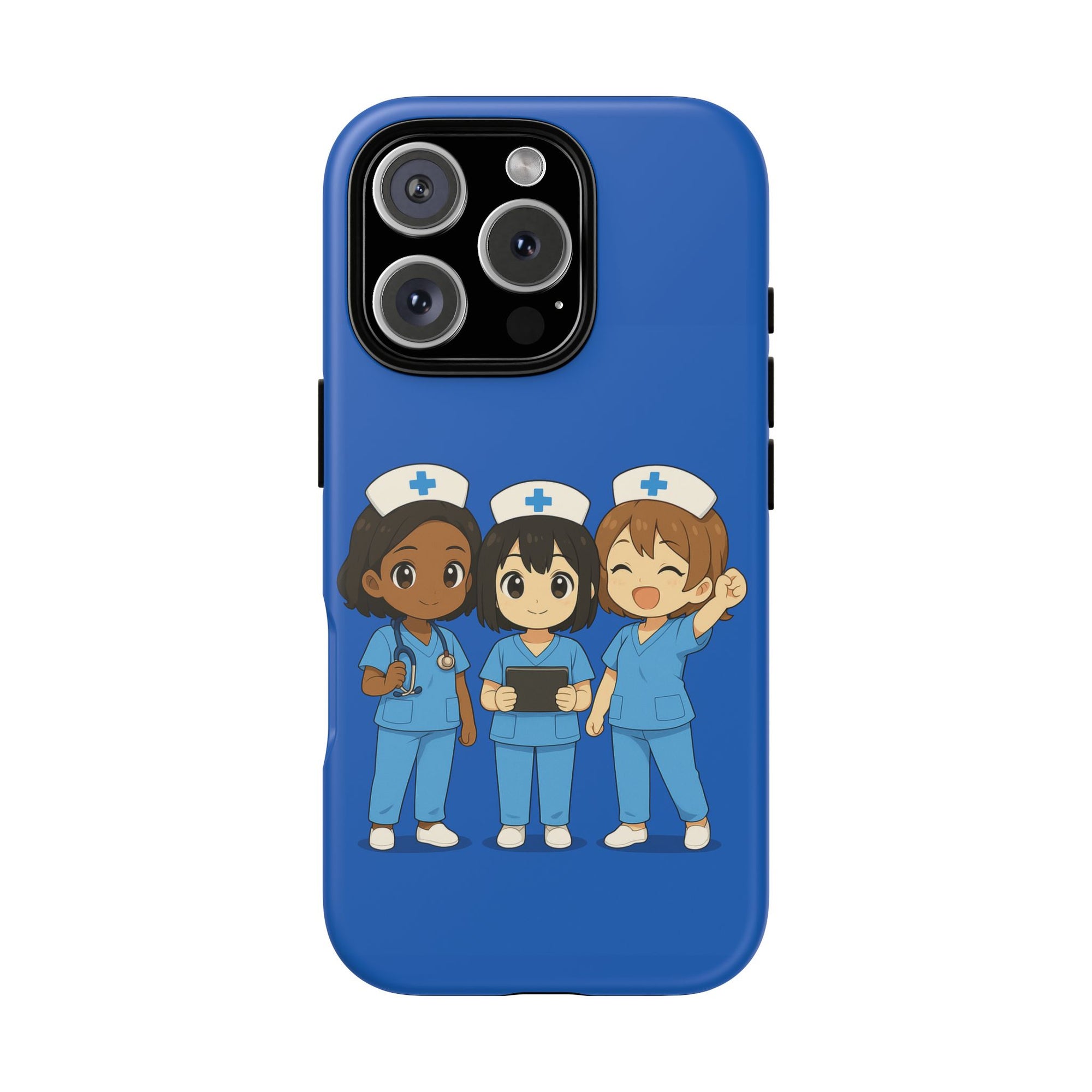 Cute Anime Nurse Phone Case – Blue, Medical-Inspired Design