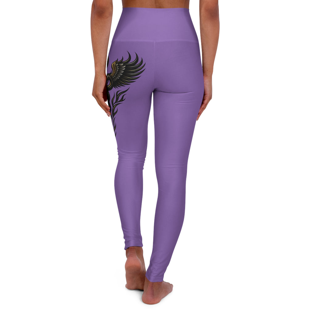 Nurse Caduceus High Waist Yoga Leggings – Light Purple, Black & Gold