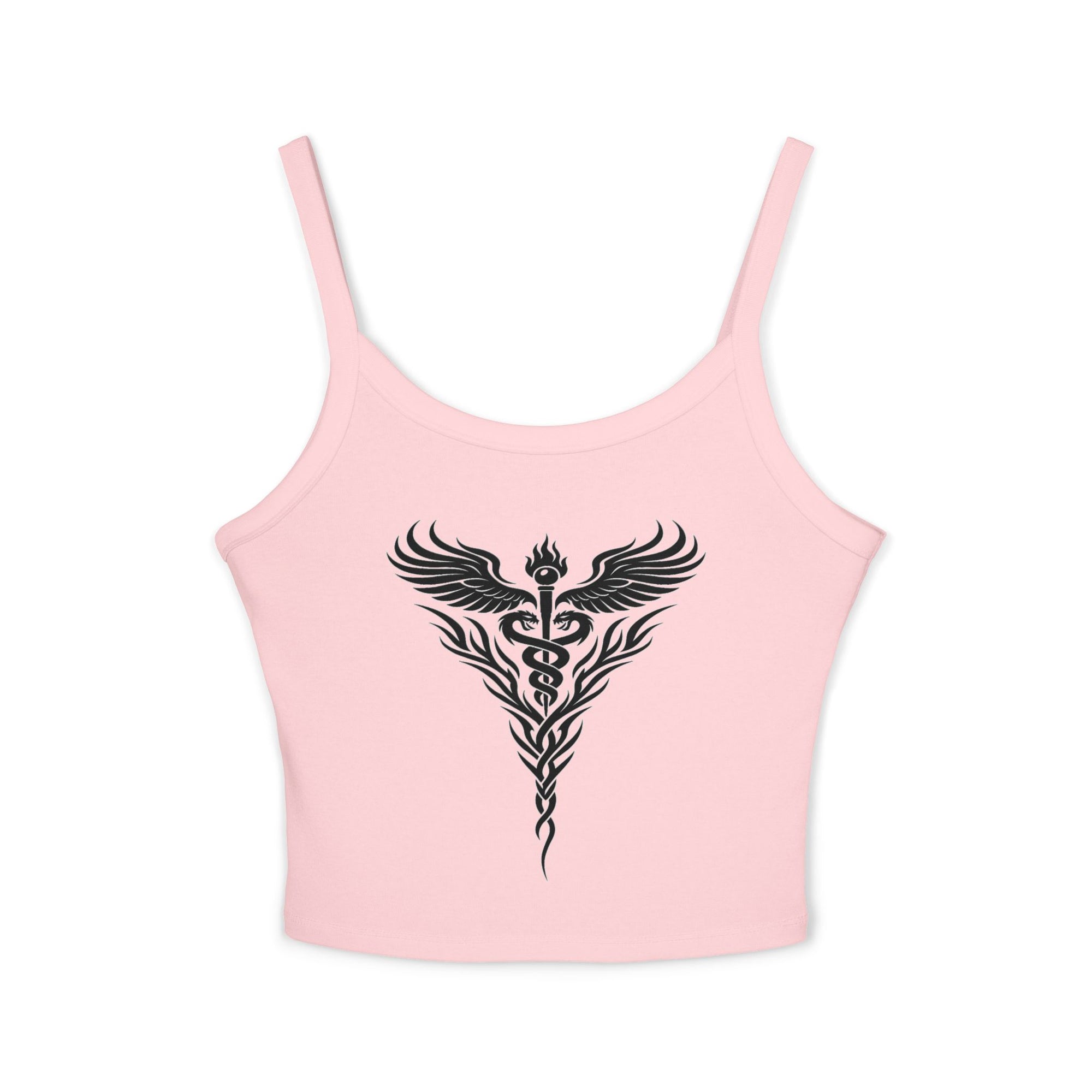 Tribal Caduceus Spaghetti Strap Tank Top - Tribal Caduceus design for nurses