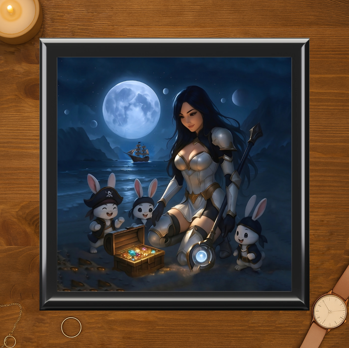 Fantasy Treasure Chest Jewelry Box – Fantasy Nurse and Pirate Bunny Keepsake