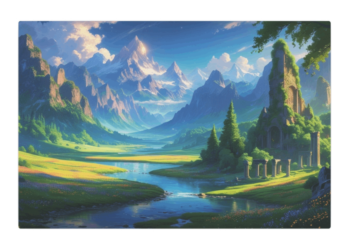Fantasy Mountain Landscape Metal Wall Art – Scenic Decor