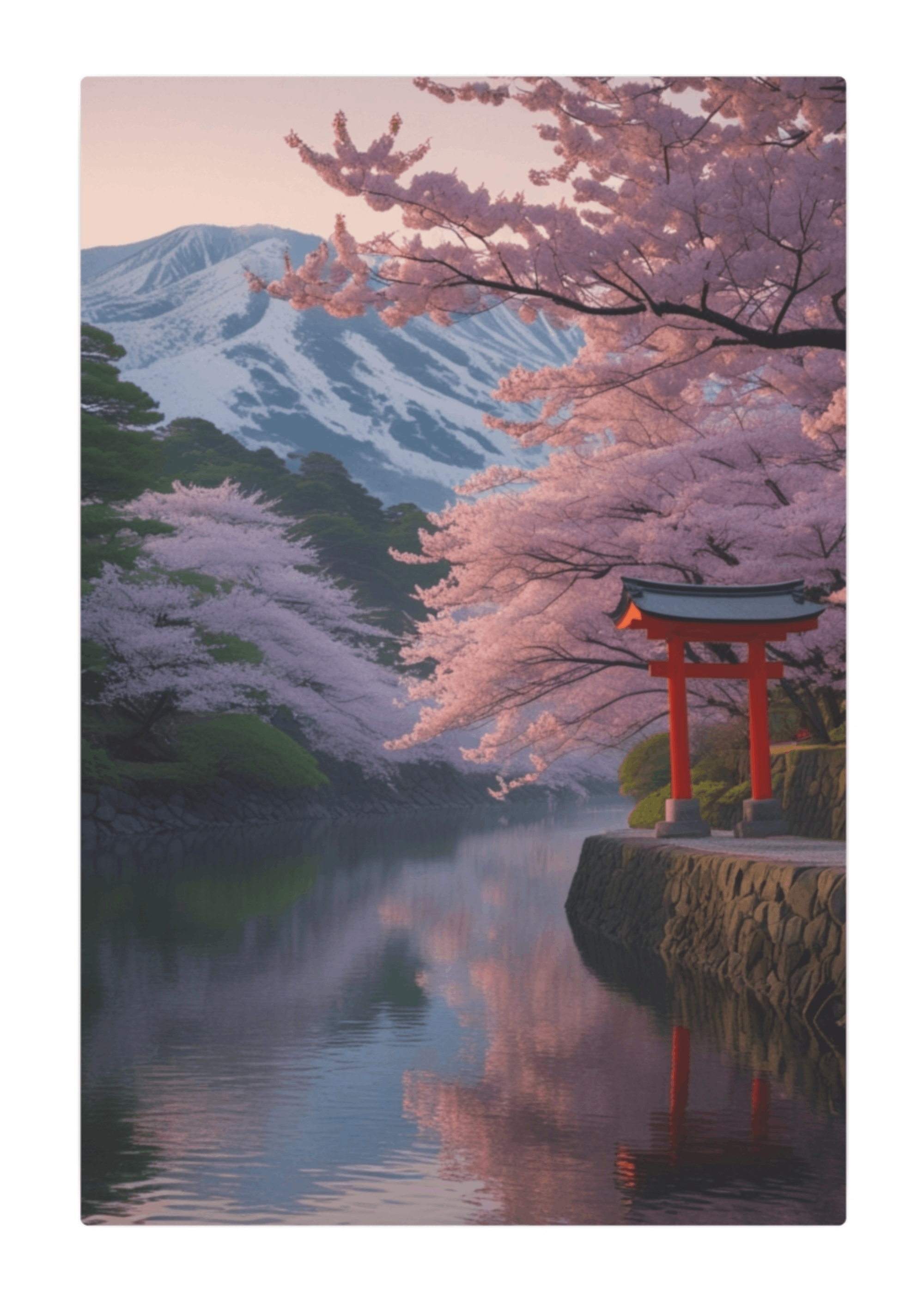 Cherry Blossom Torii Metal Wall Art – Japanese Nature Decor