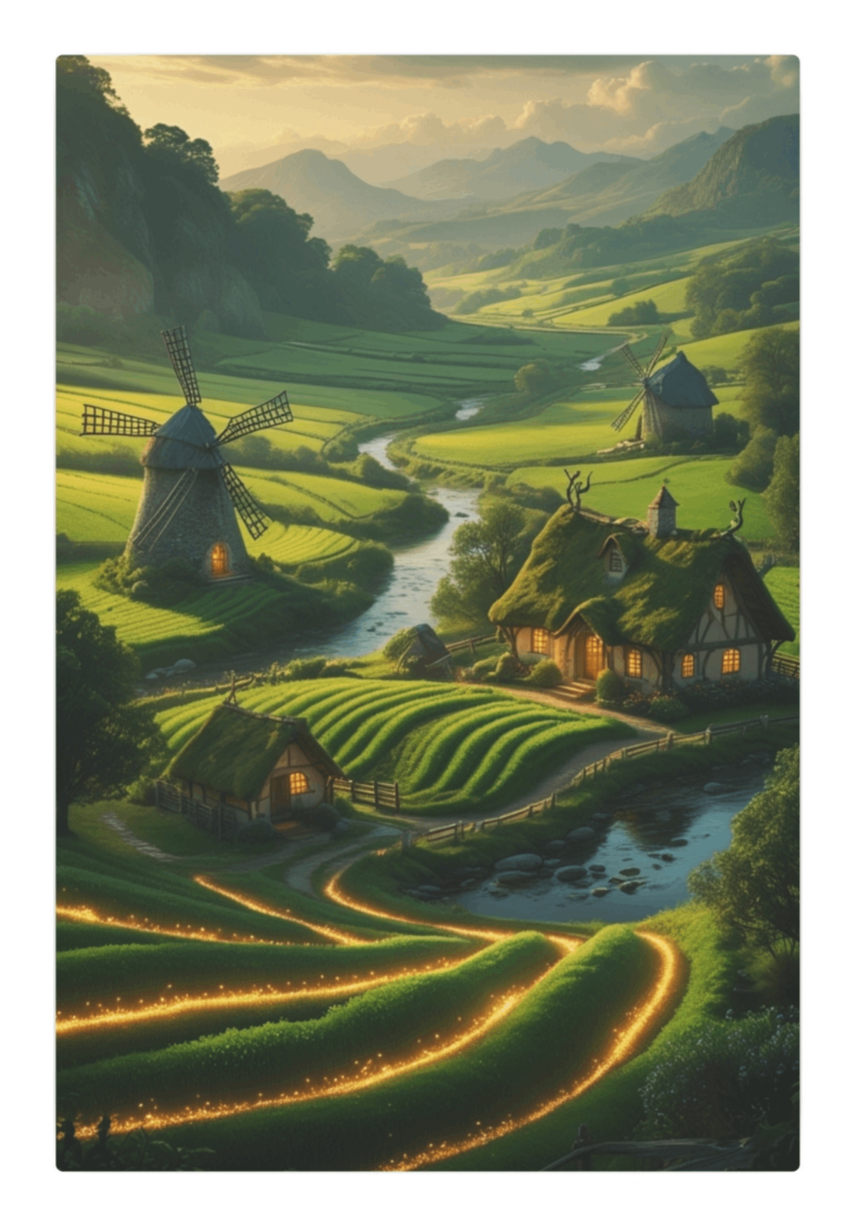 Fantasy Cottage Metal Wall Art – Enchanted Nature Landscape