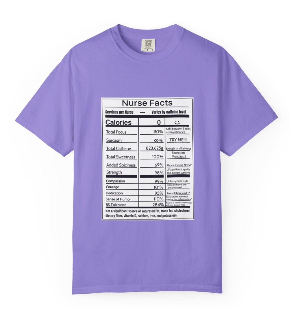 Nurse Facts T-Shirt – Funny Nutrition Label Satire for Nurses