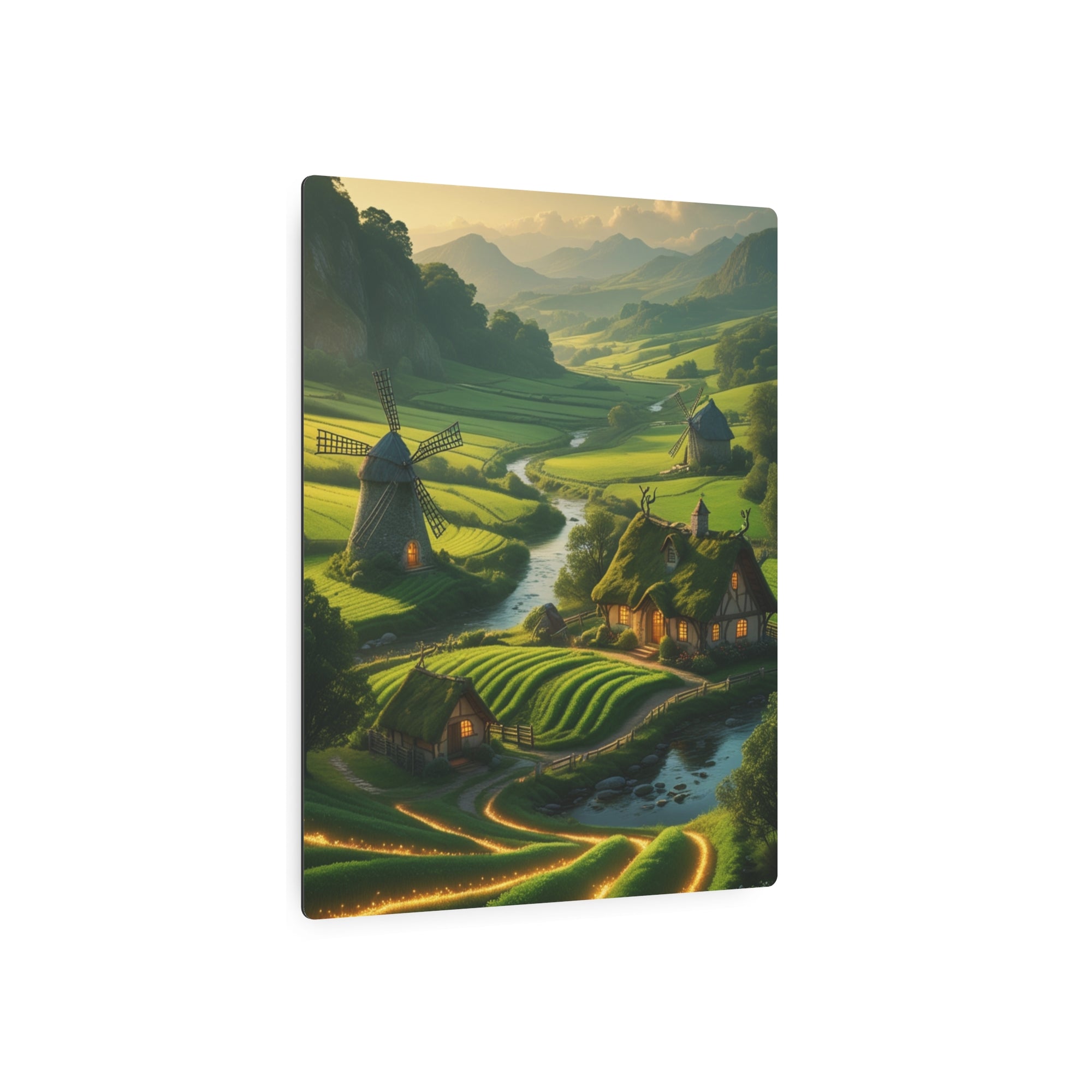 Fantasy Cottage Metal Wall Art – Enchanted Nature Landscape