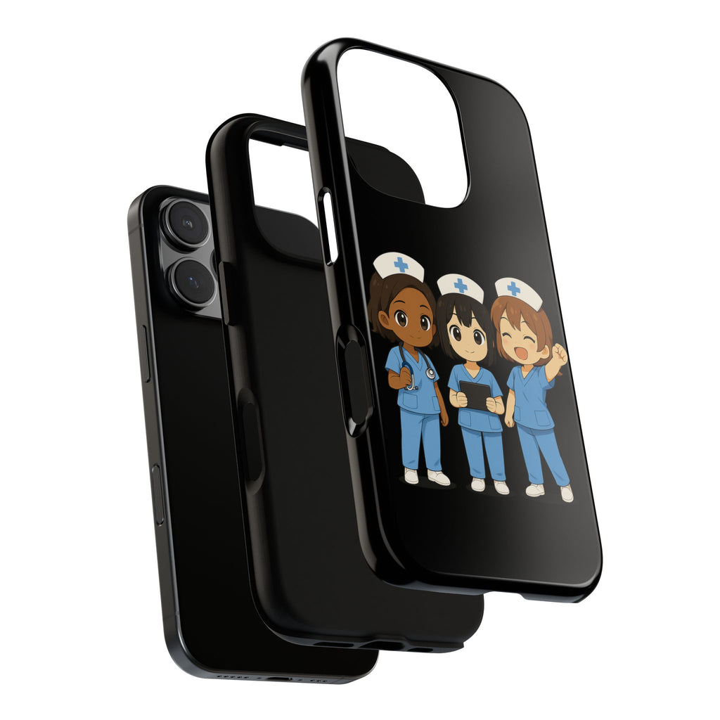 Cute Anime Nurse Phone Case – Black, Medical-Inspired Design