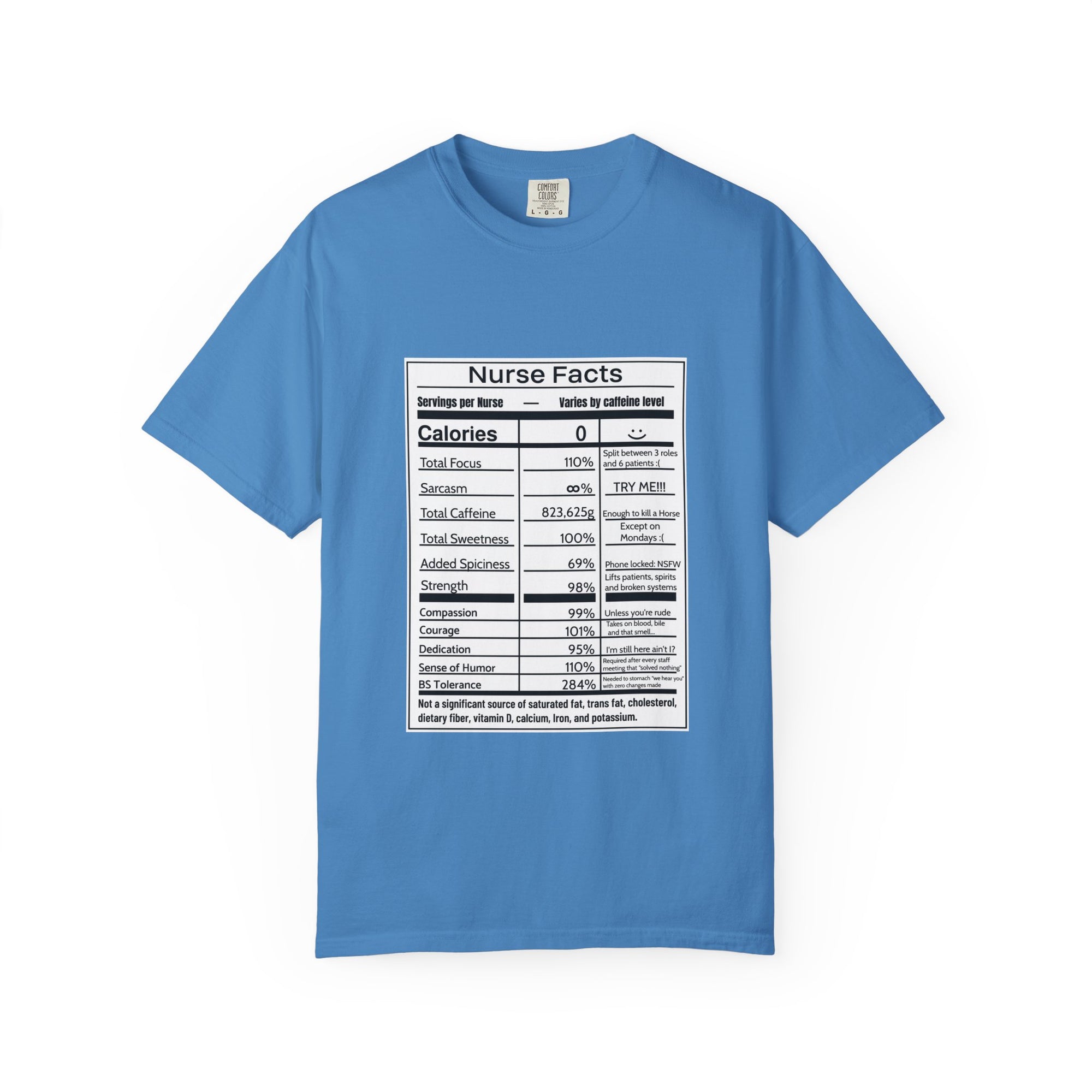 Nurse Facts T-Shirt – Funny Nutrition Label Satire for Nurses