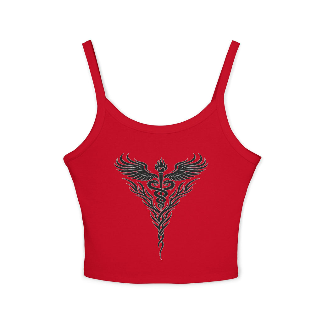 Tribal Caduceus Spaghetti Strap Tank Top - Tribal Caduceus design for nurses