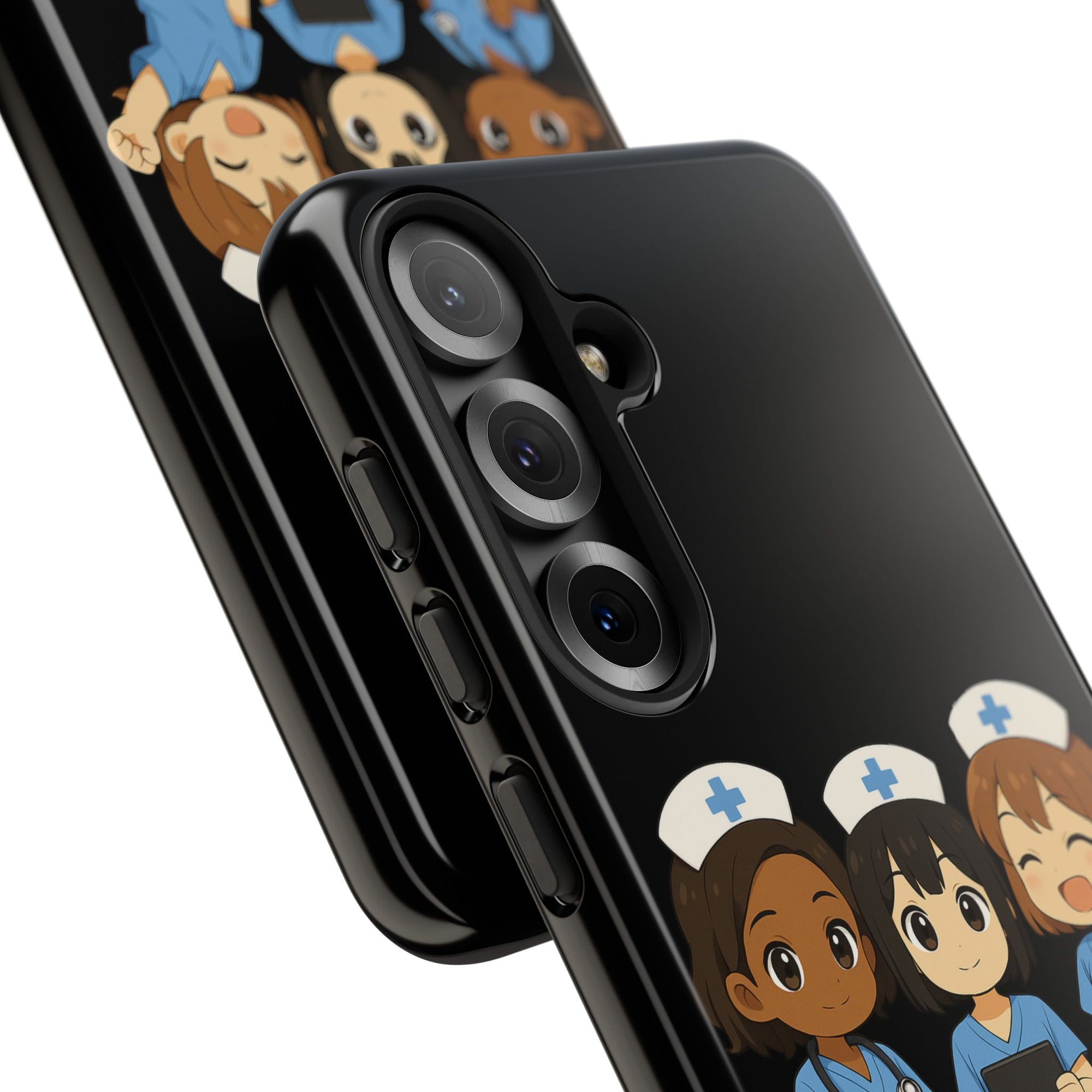Cute Anime Nurse Phone Case – Black, Medical-Inspired Design