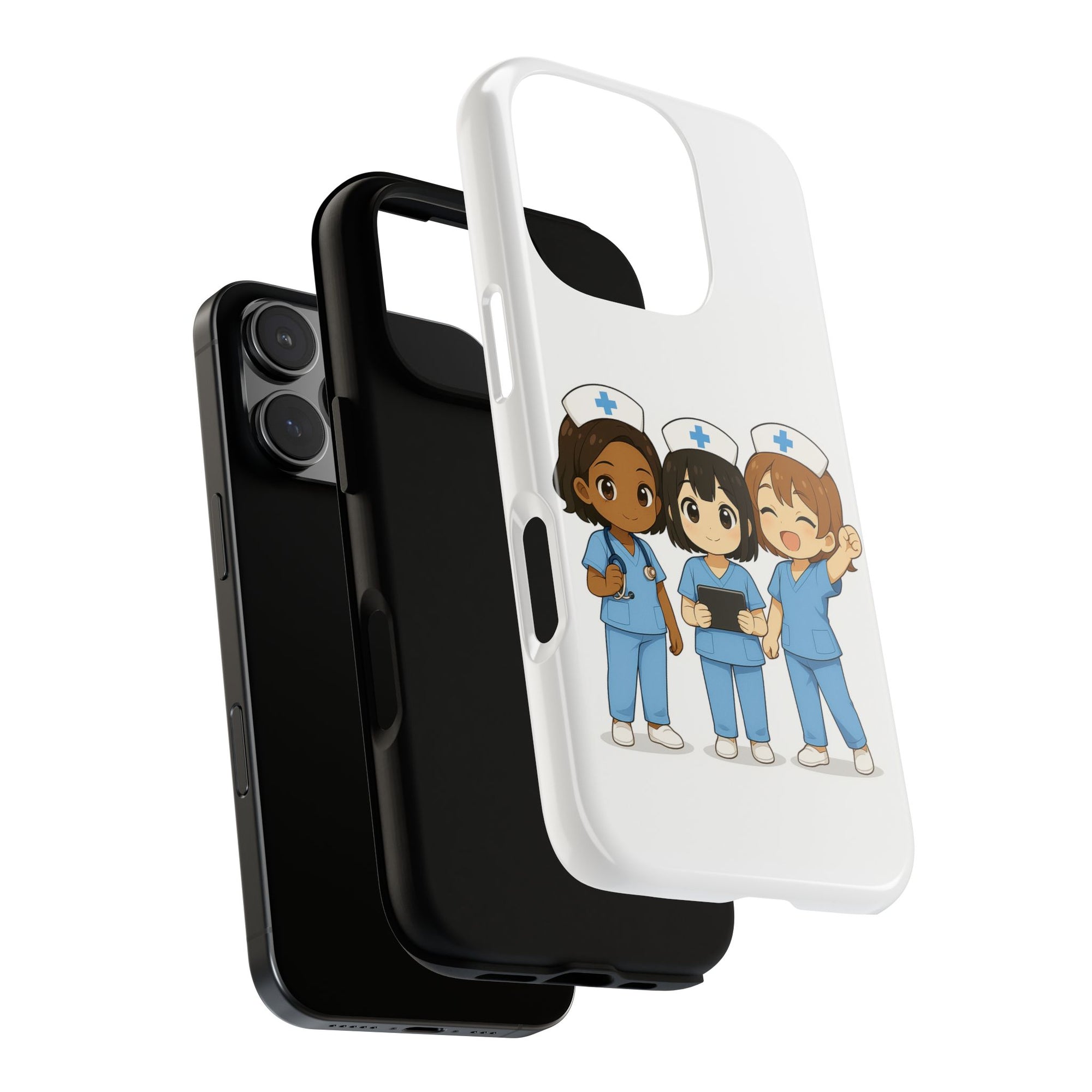 Cute Anime Nurse Phone Case – White, Medical-Inspired Design