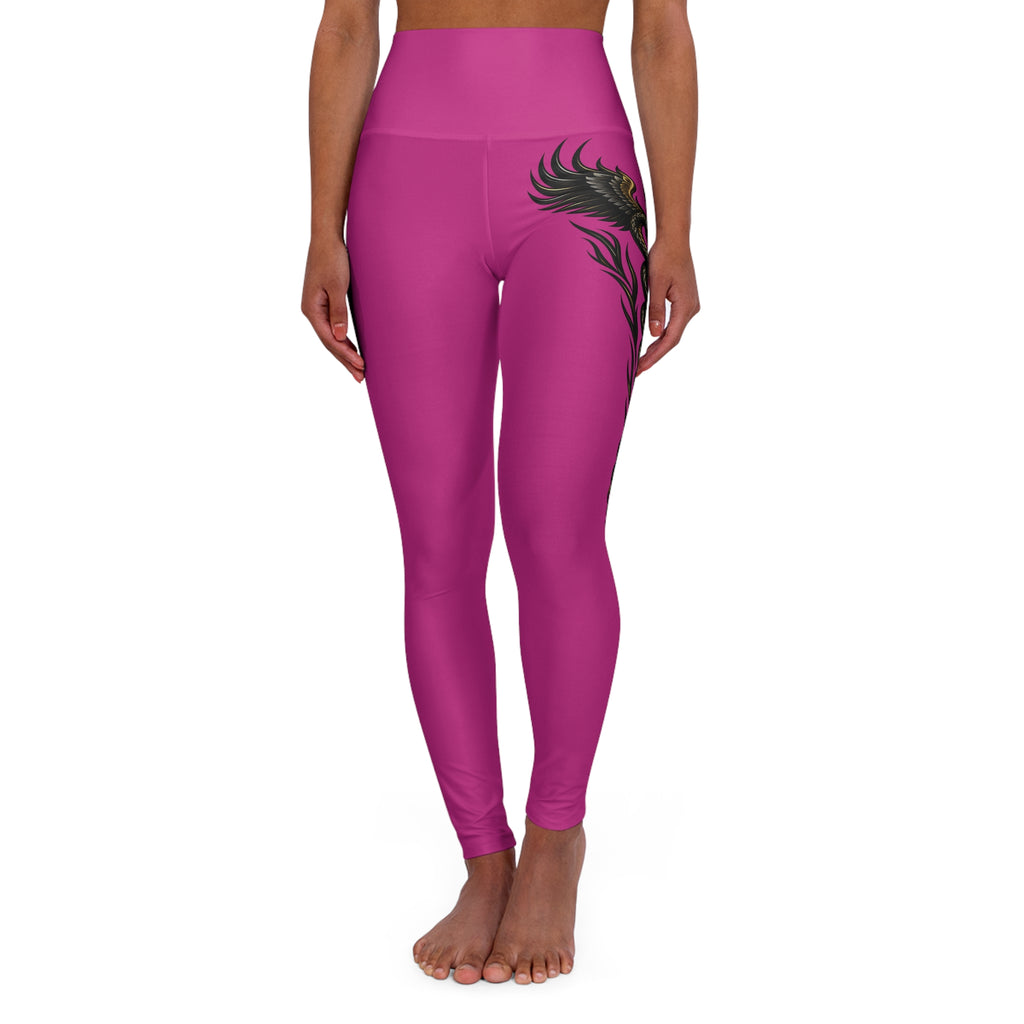 Nurse Caduceus High Waist Yoga Leggings – Pink, Black & Gold