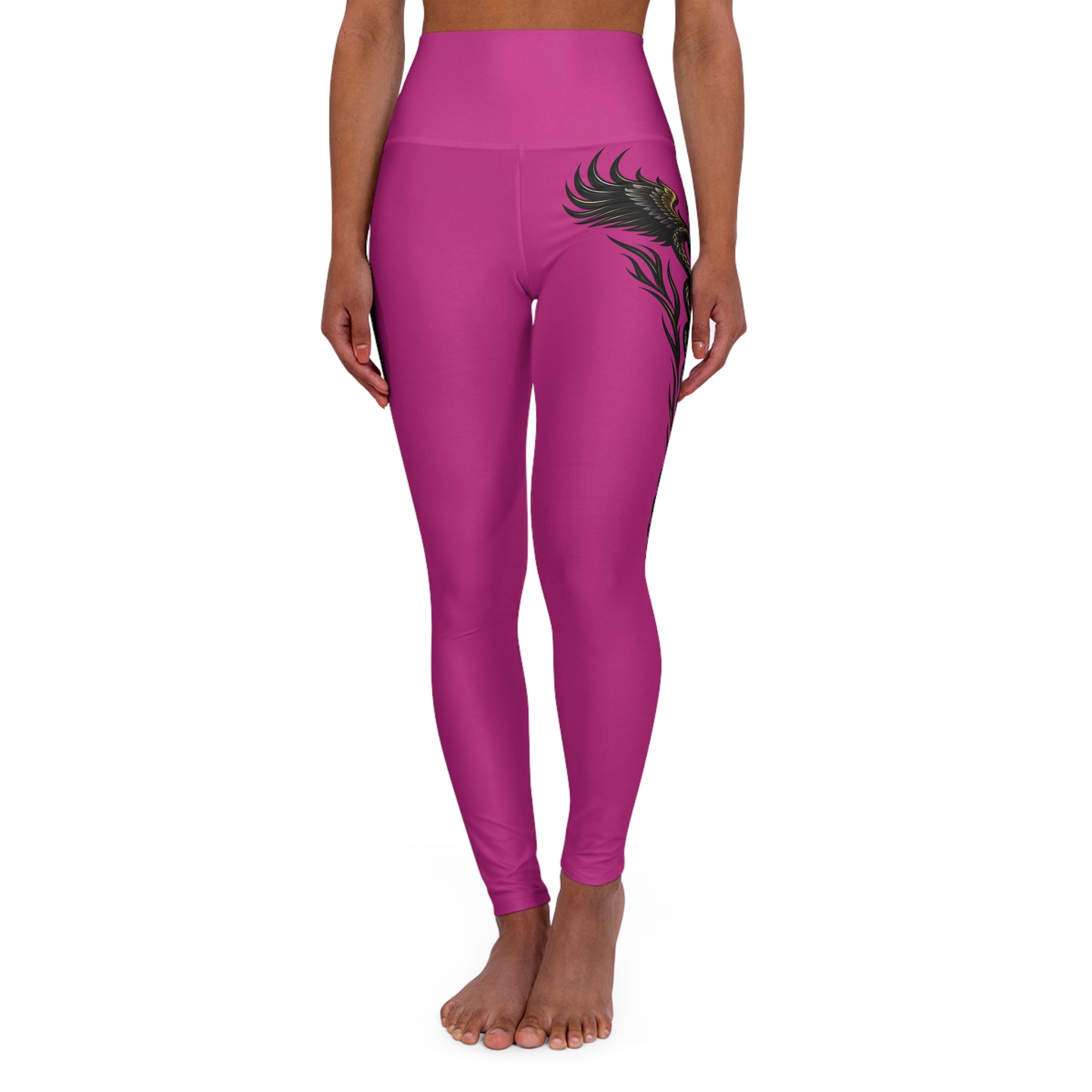 Nurse Caduceus High Waist Yoga Leggings – Pink, Black & Gold