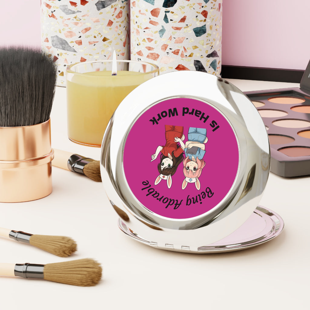 Cute Nurse Anime Compact Travel Mirror - Being Adorable Is Hard Work Makeup Accessory