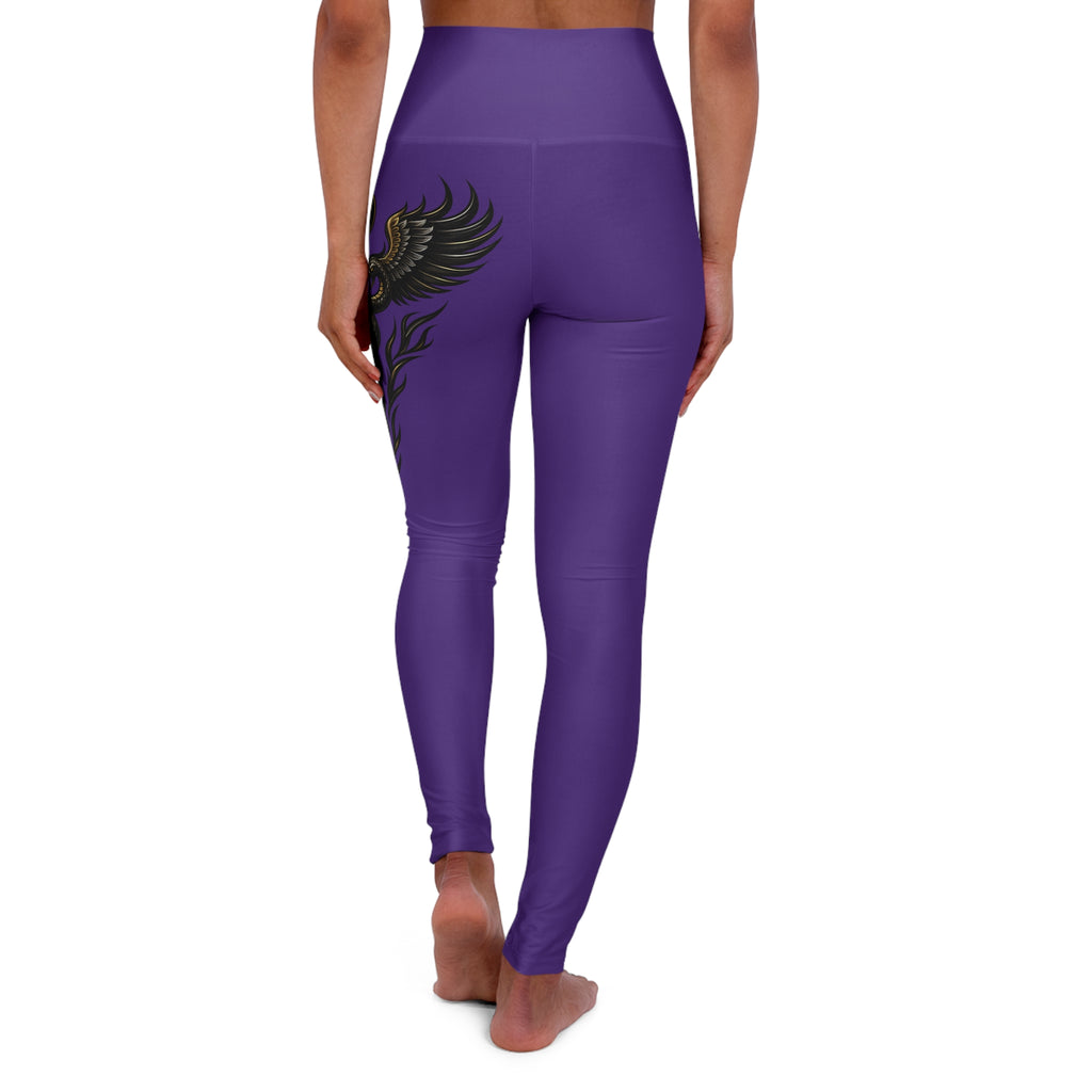 Nurse Caduceus High Waist Yoga Leggings – Purple, Black & Gold