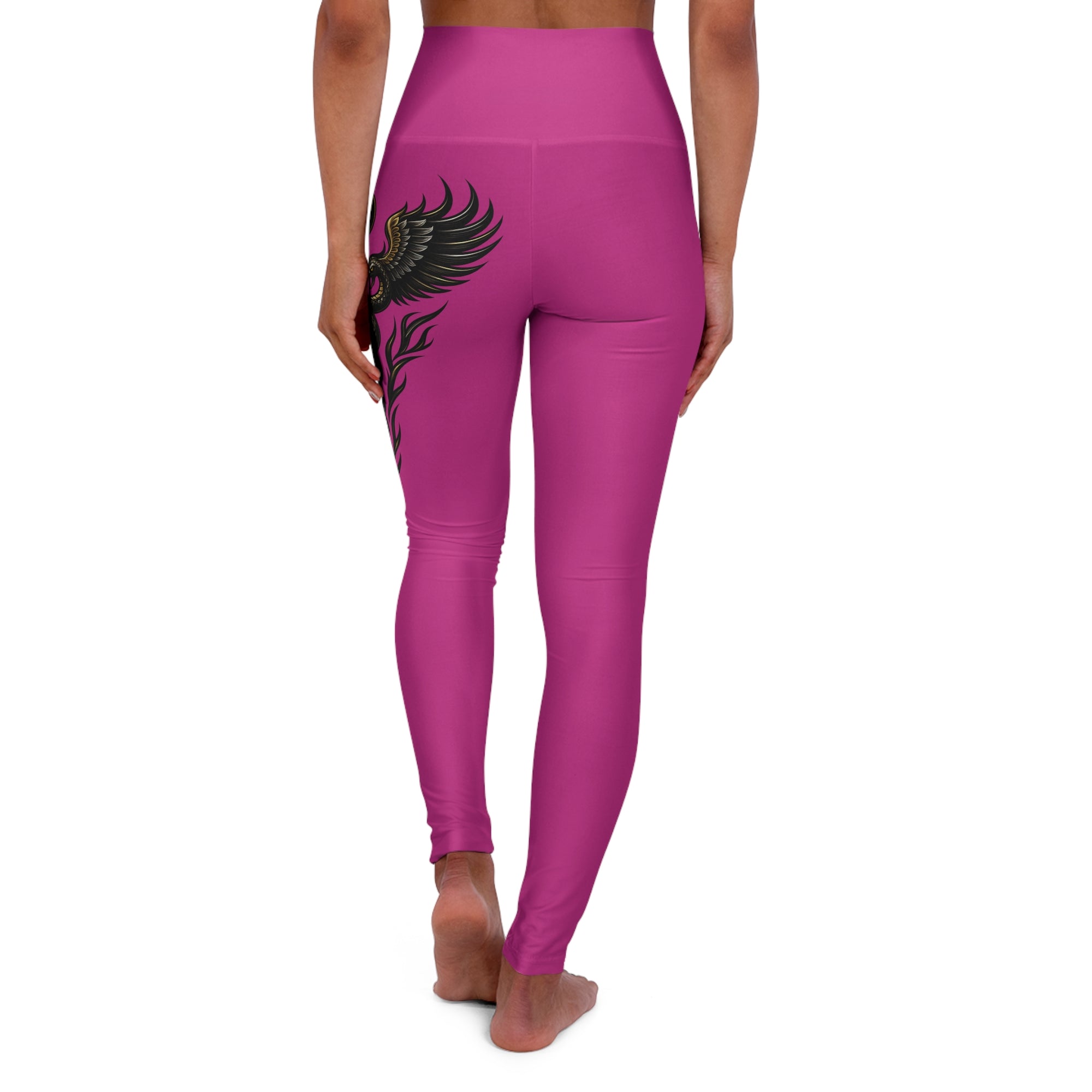 Nurse Caduceus High Waist Yoga Leggings – Pink, Black & Gold