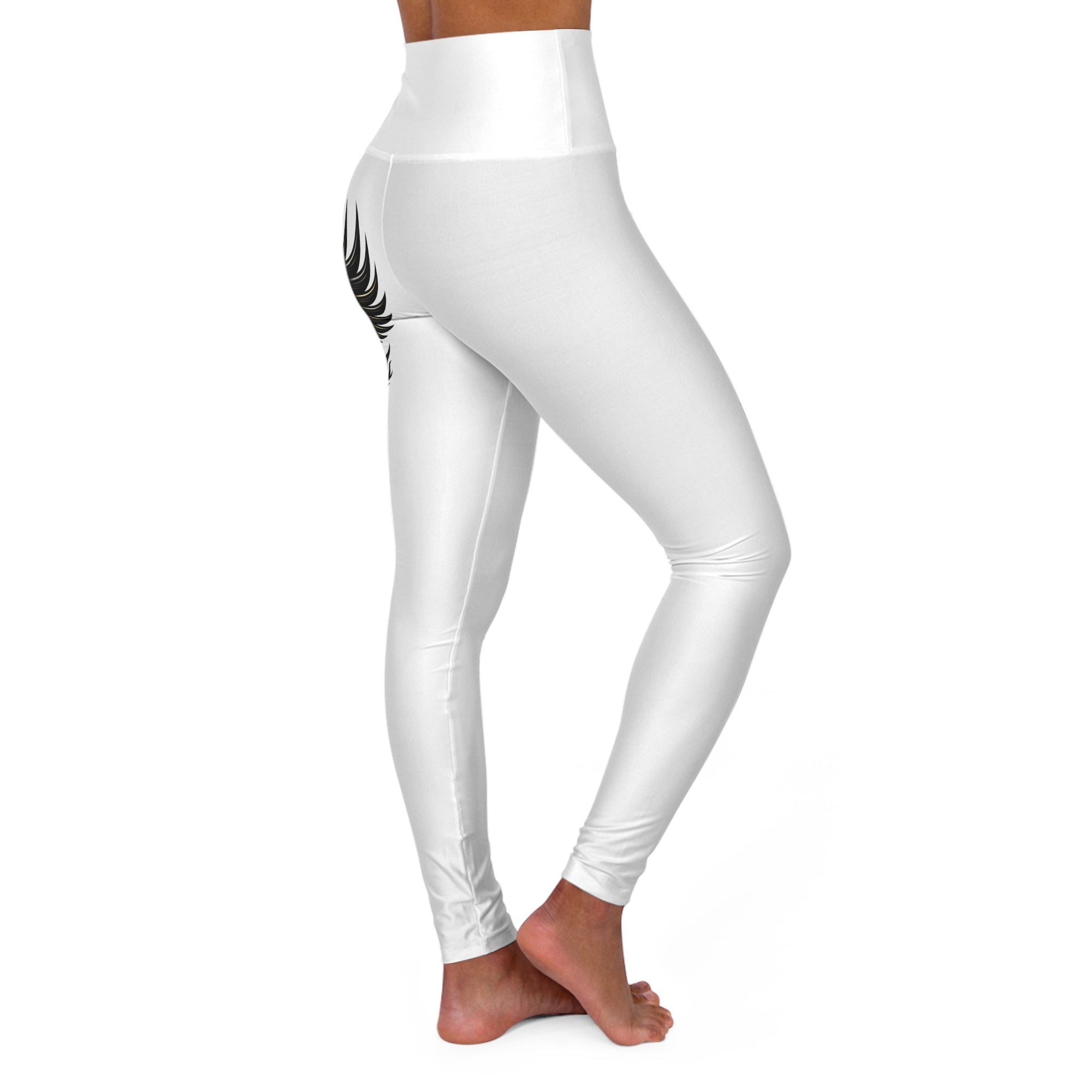Nurse Caduceus High Waist Yoga Leggings – White, Black & Gold
