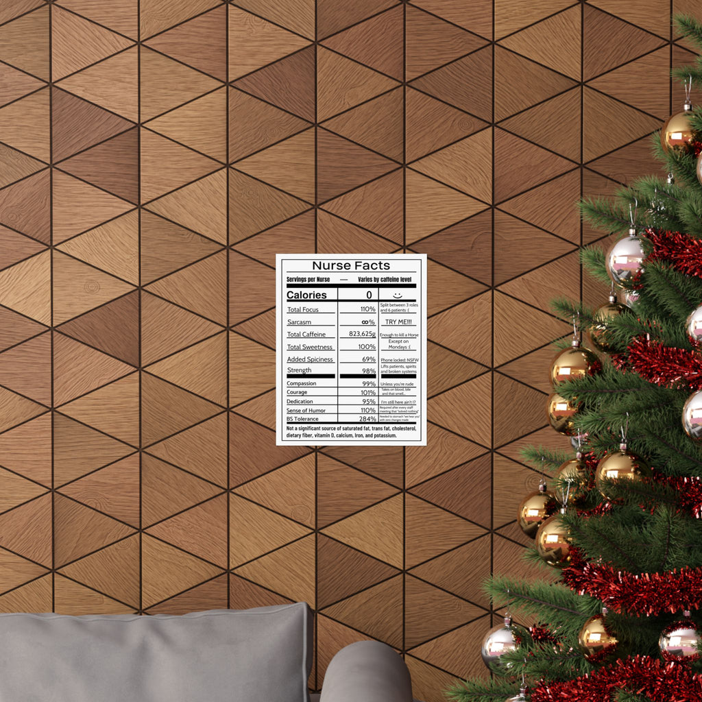 Nurse Facts Poster – Funny Nutrition Label Wall Art for Nurses