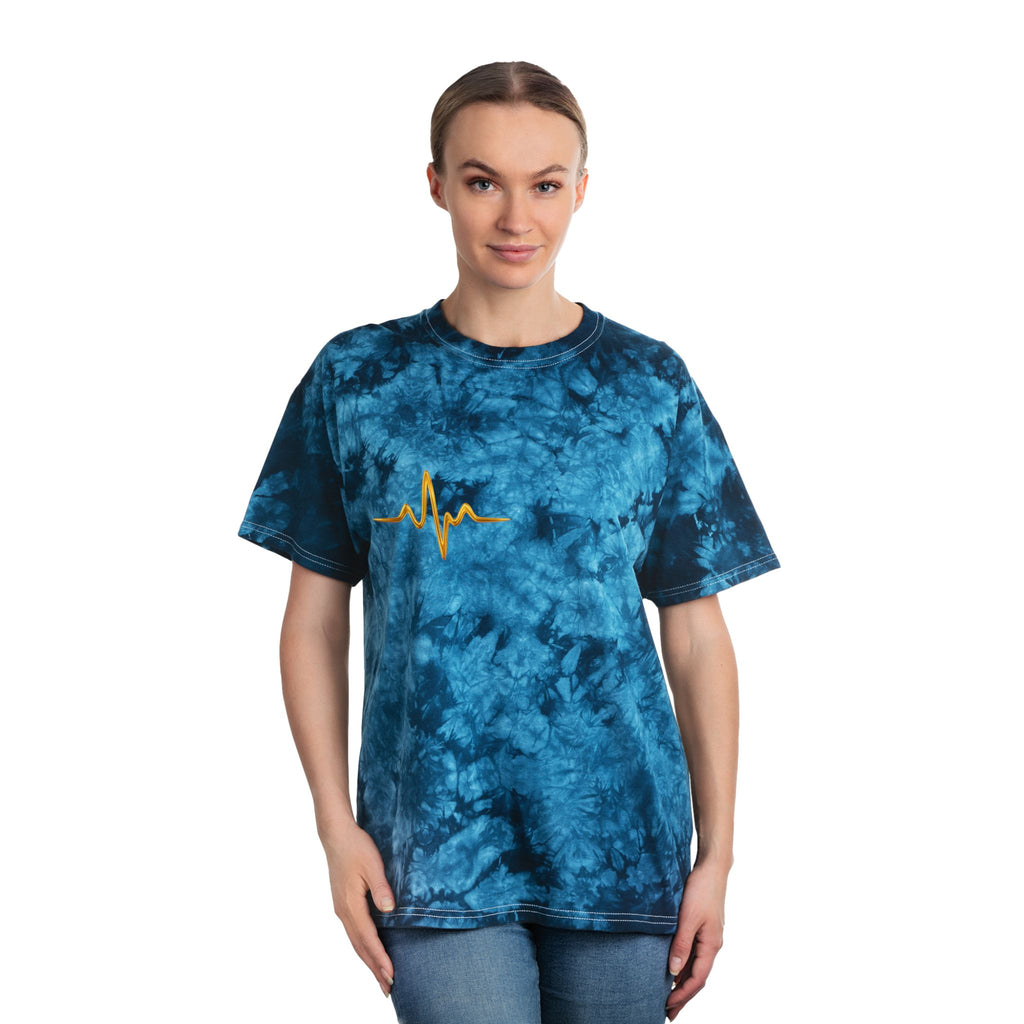 Crystal Tie-Dye Nurse Tee – Heartbeat Symbol Shirt for Healthcare Workers