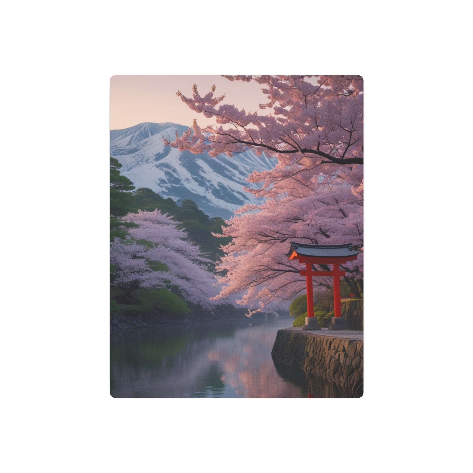 Cherry Blossom Torii Metal Wall Art – Japanese Nature Decor