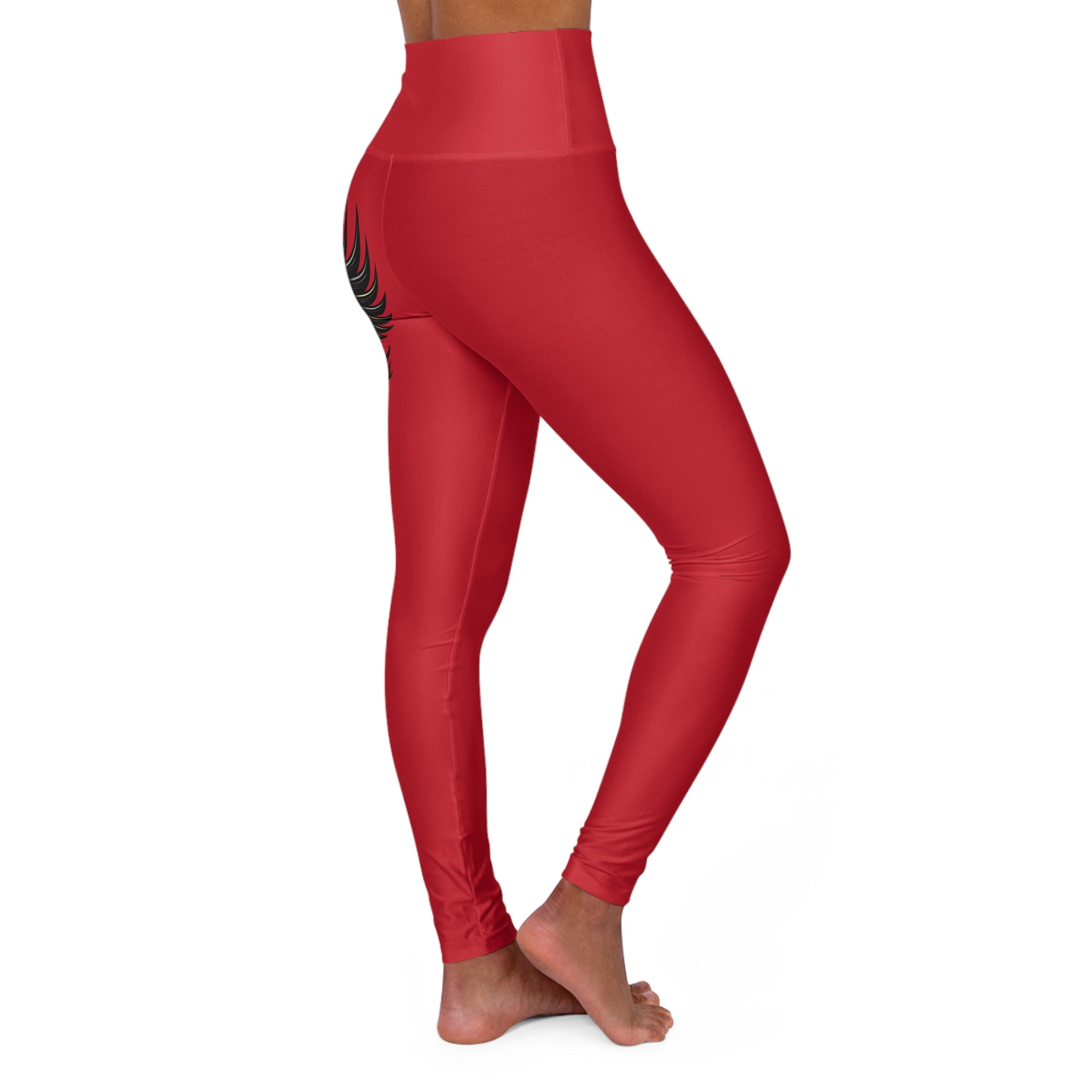 Nurse Caduceus High Waist Yoga Leggings – Red, Black & Gold